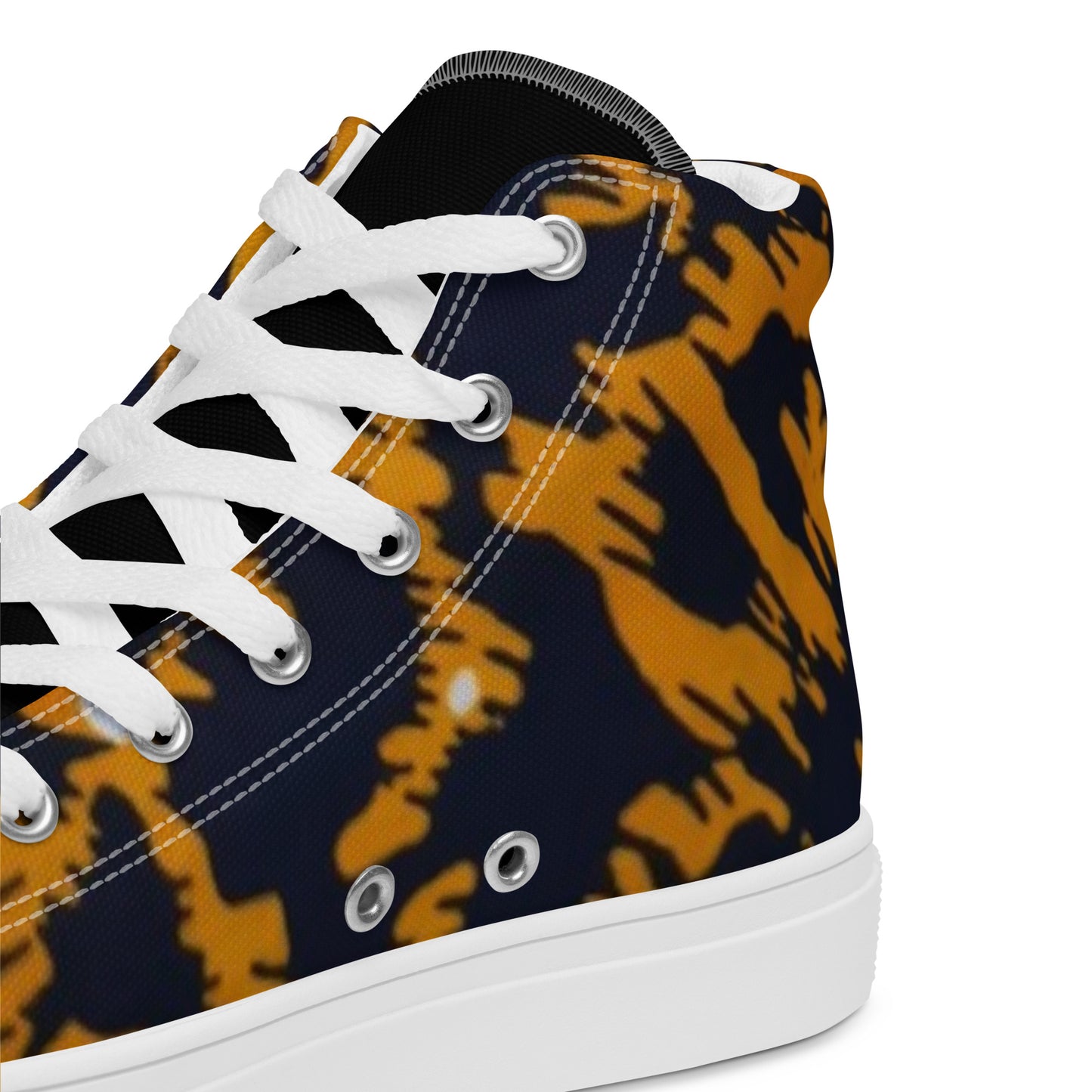 Yellow Leopard Ankara Women’s high top canvas shoes