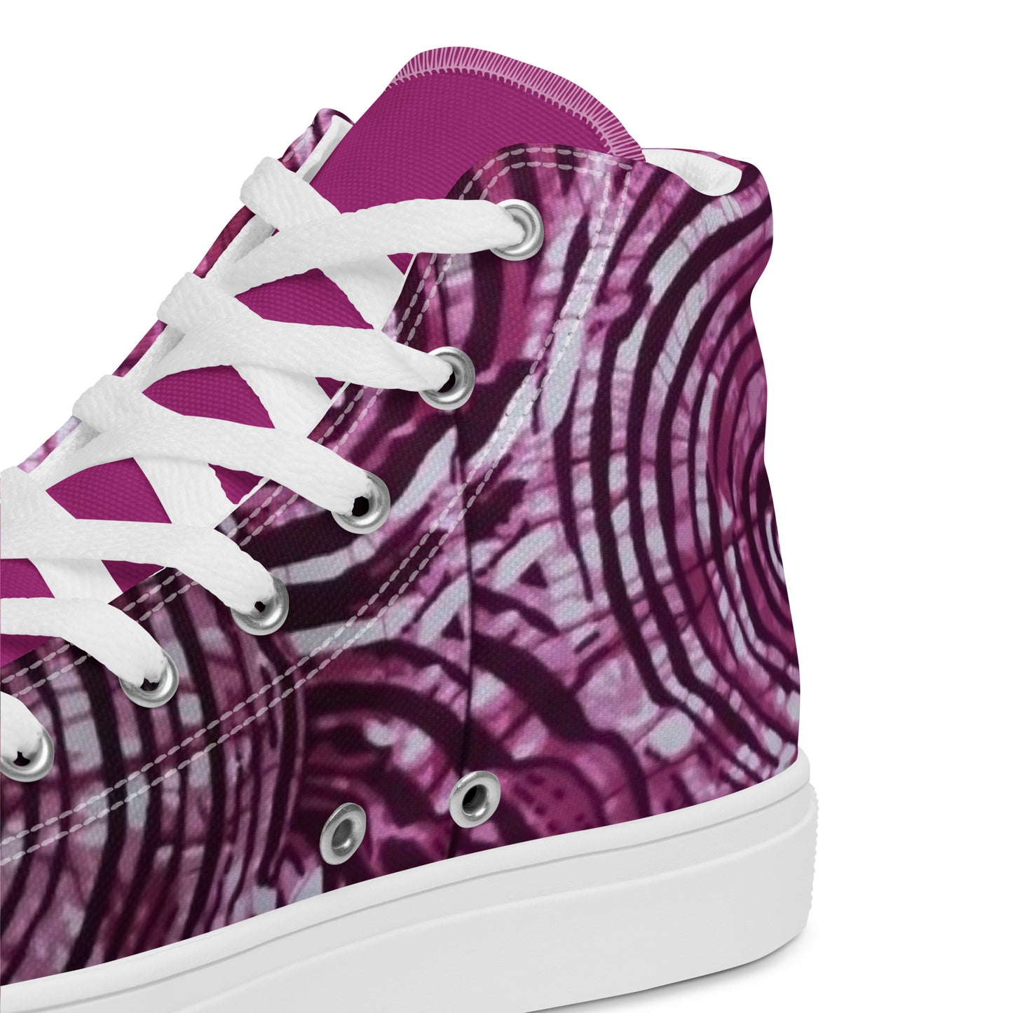 Pink Swirl Adire Women’s high top canvas shoes