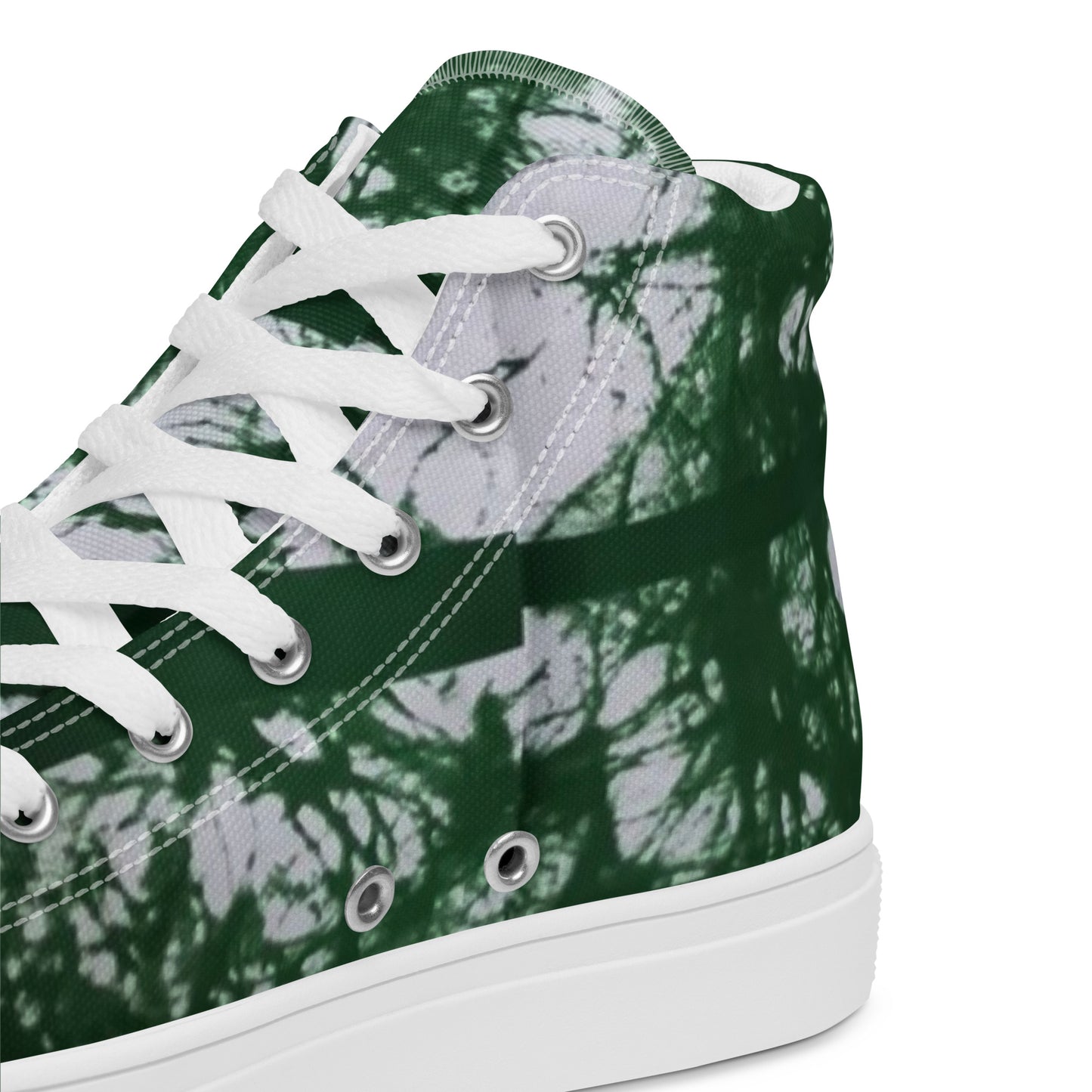 Green Adire Ankara Women’s high top canvas shoes