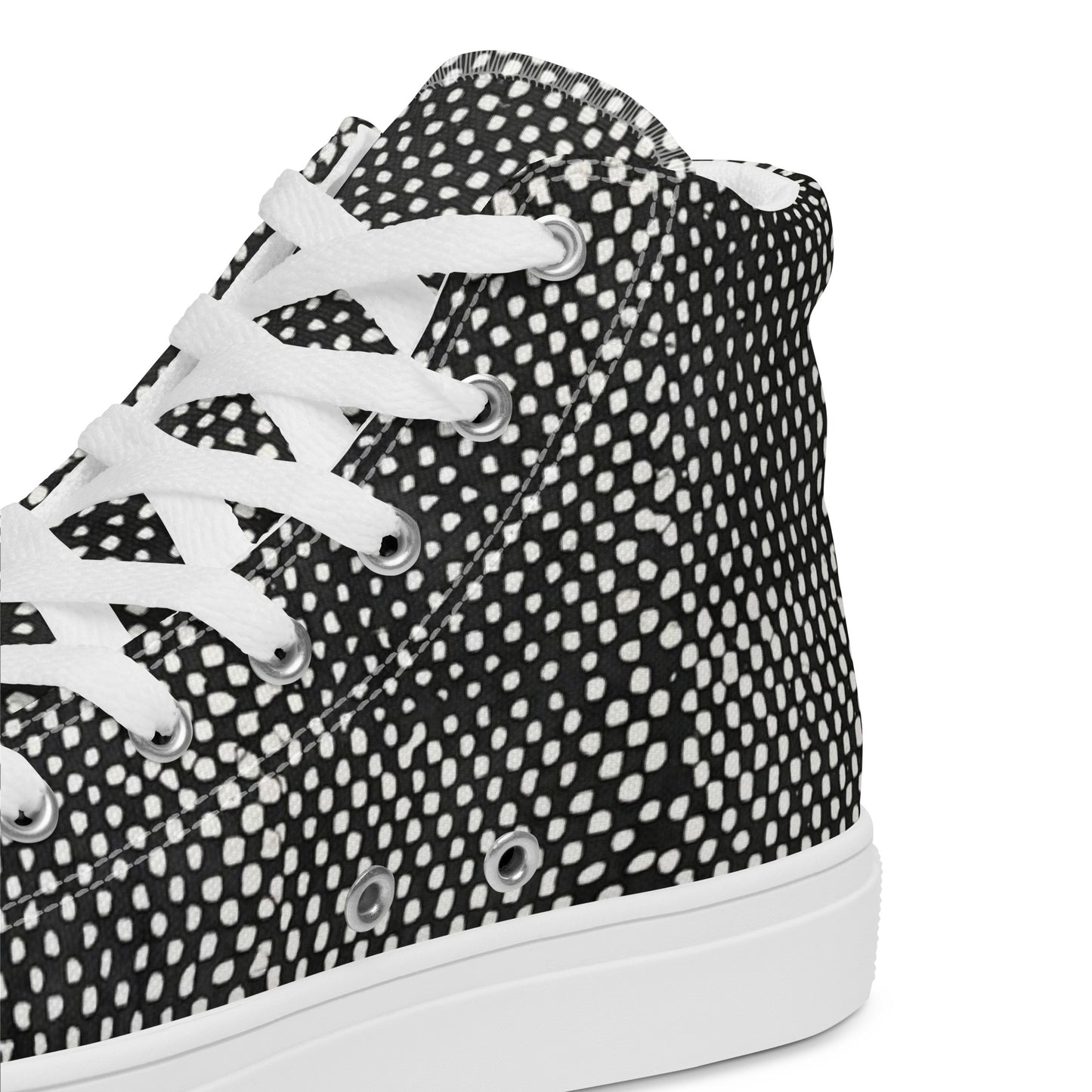 Black White Polka Dots Adire Women’s high top canvas shoes