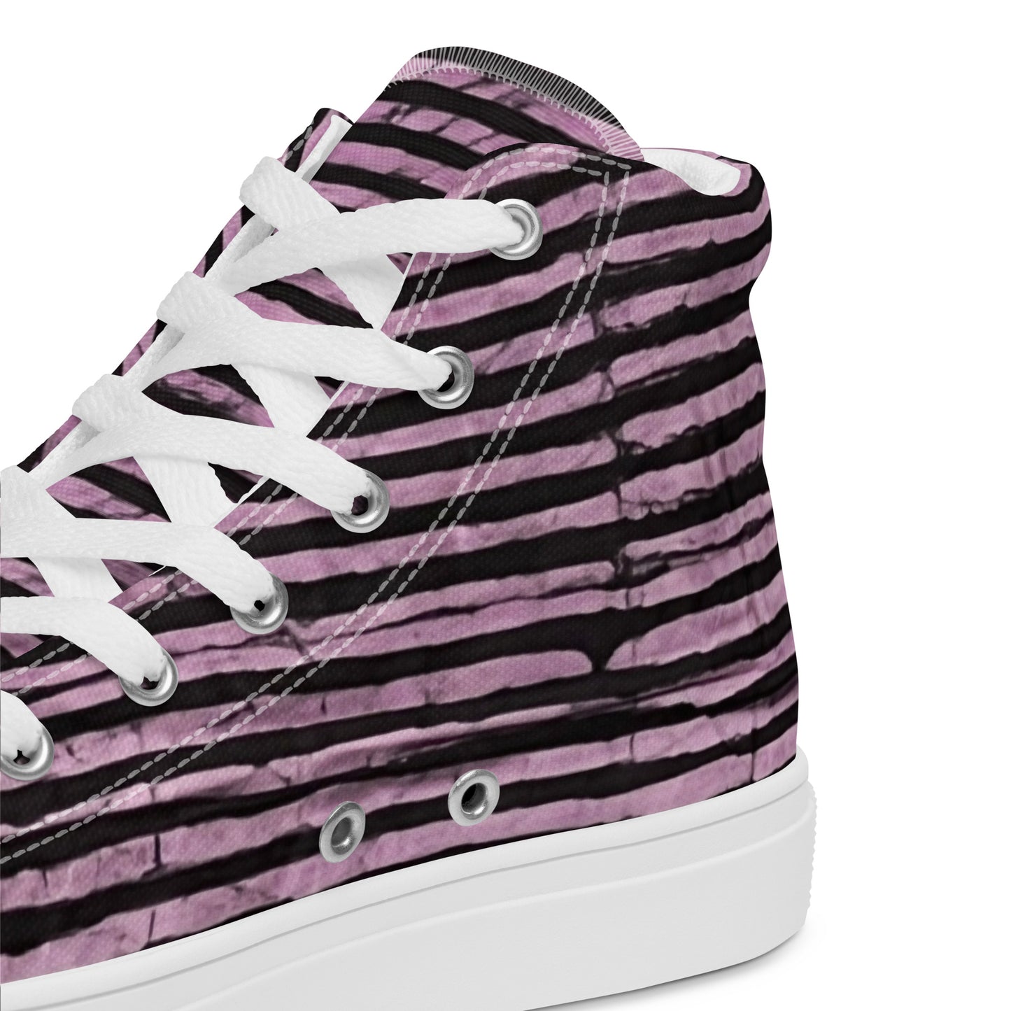 Pink Stripe Adire Women’s high top canvas shoes