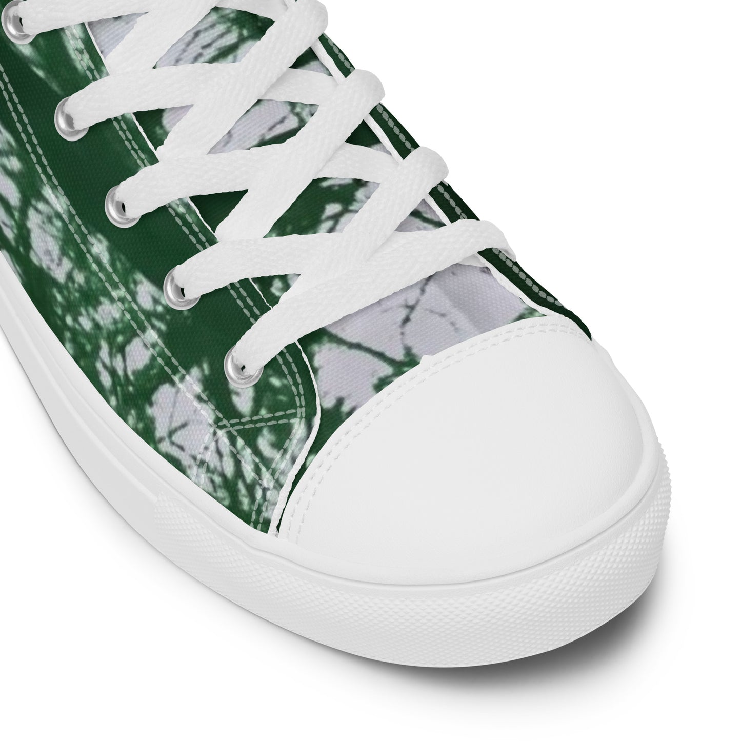 Green Adire Ankara Women’s high top canvas shoes