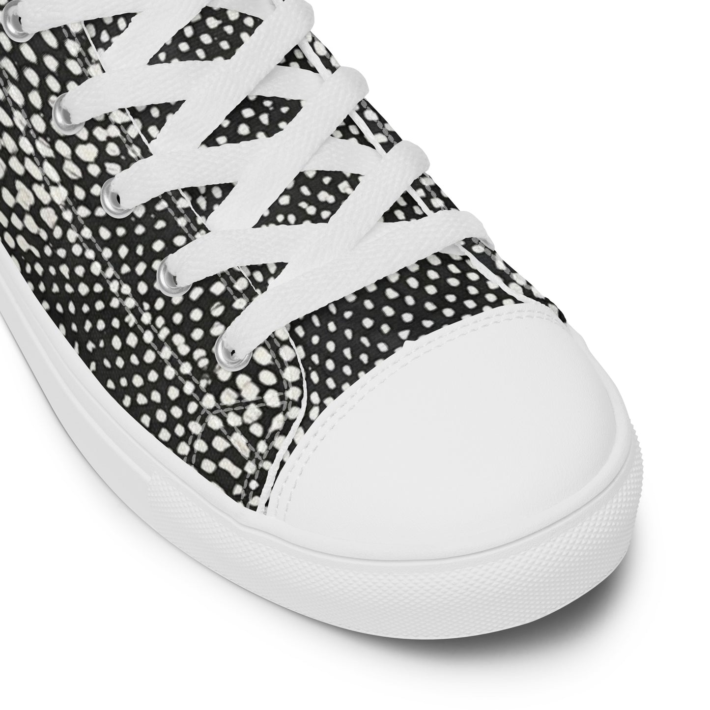 Black White Polka Dots Adire Women’s high top canvas shoes