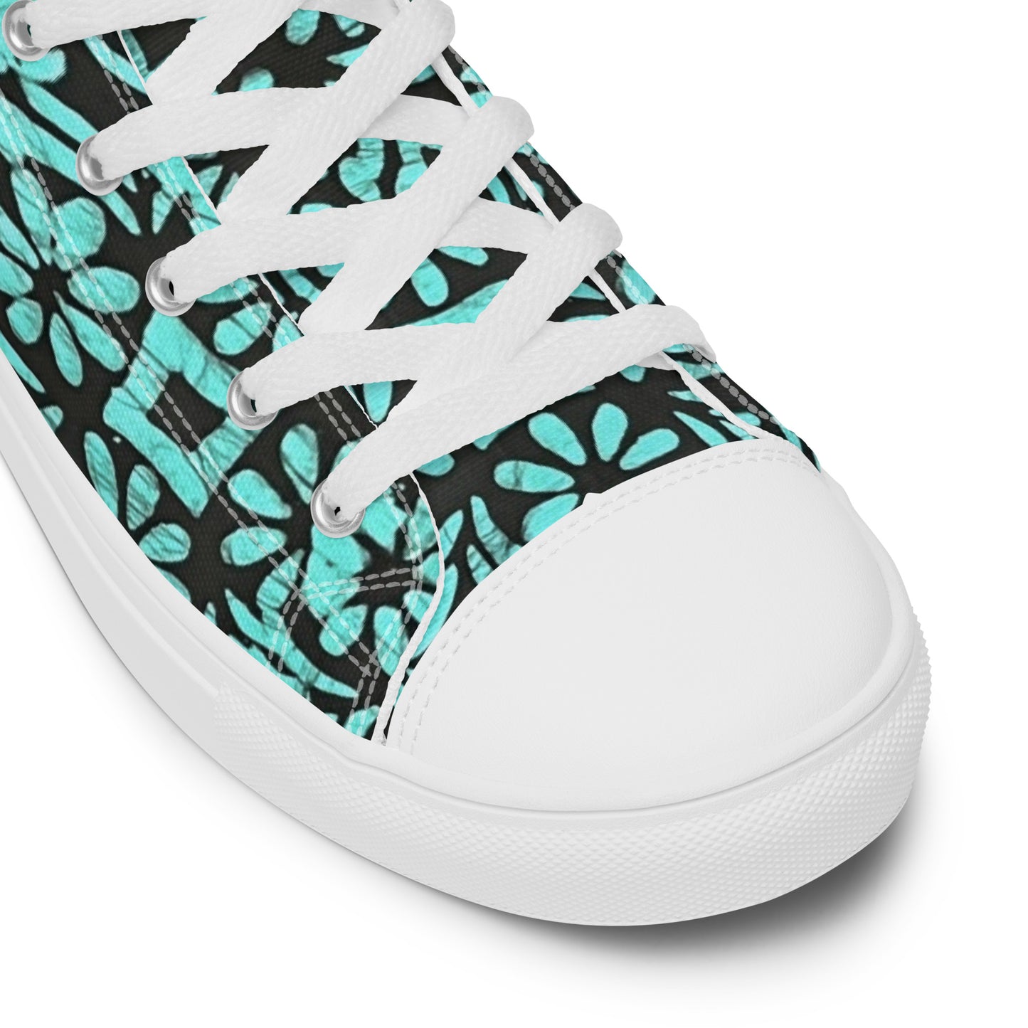 Aqua Abstract Shapes Adire Women’s high top canvas shoes