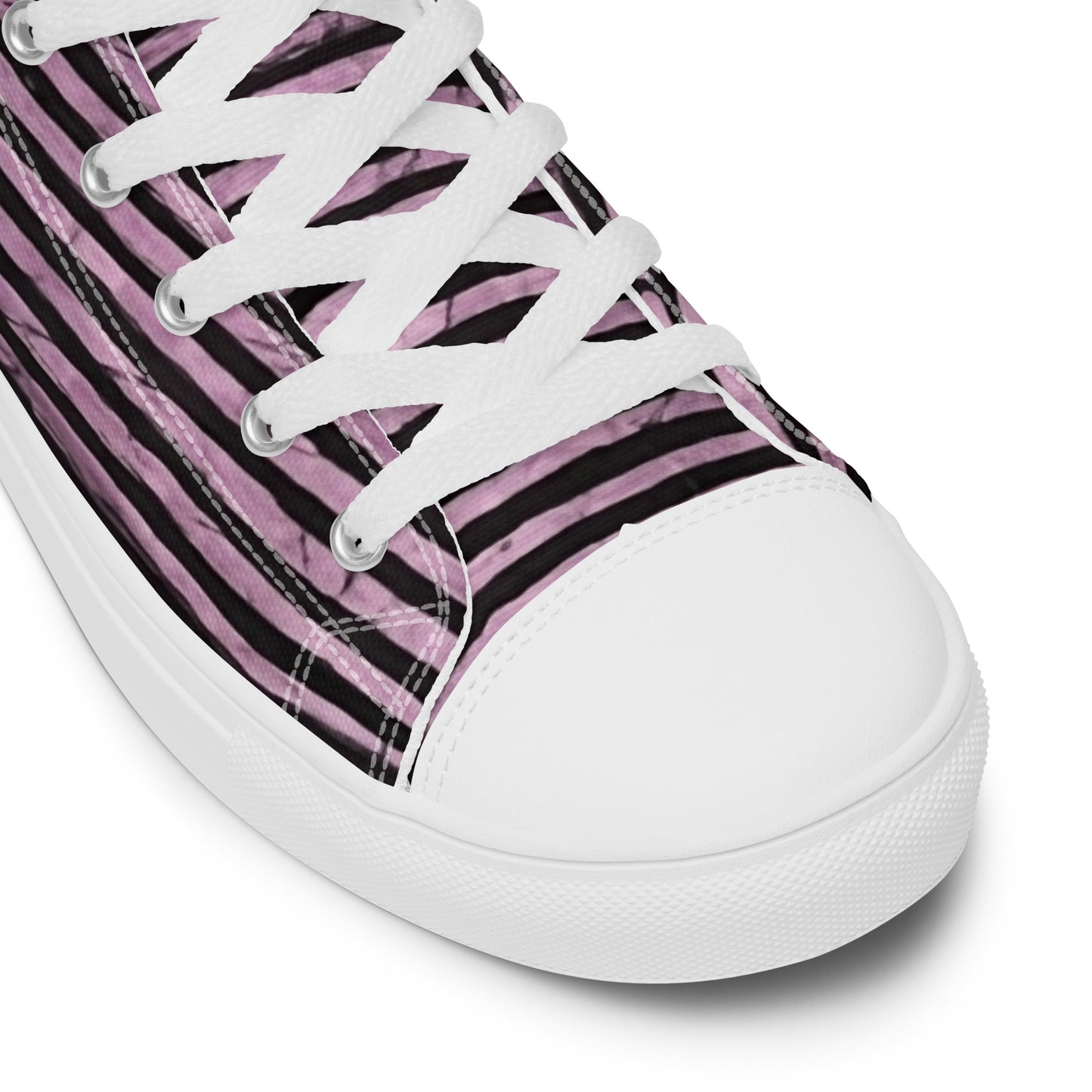 Pink Stripe Adire Women’s high top canvas shoes