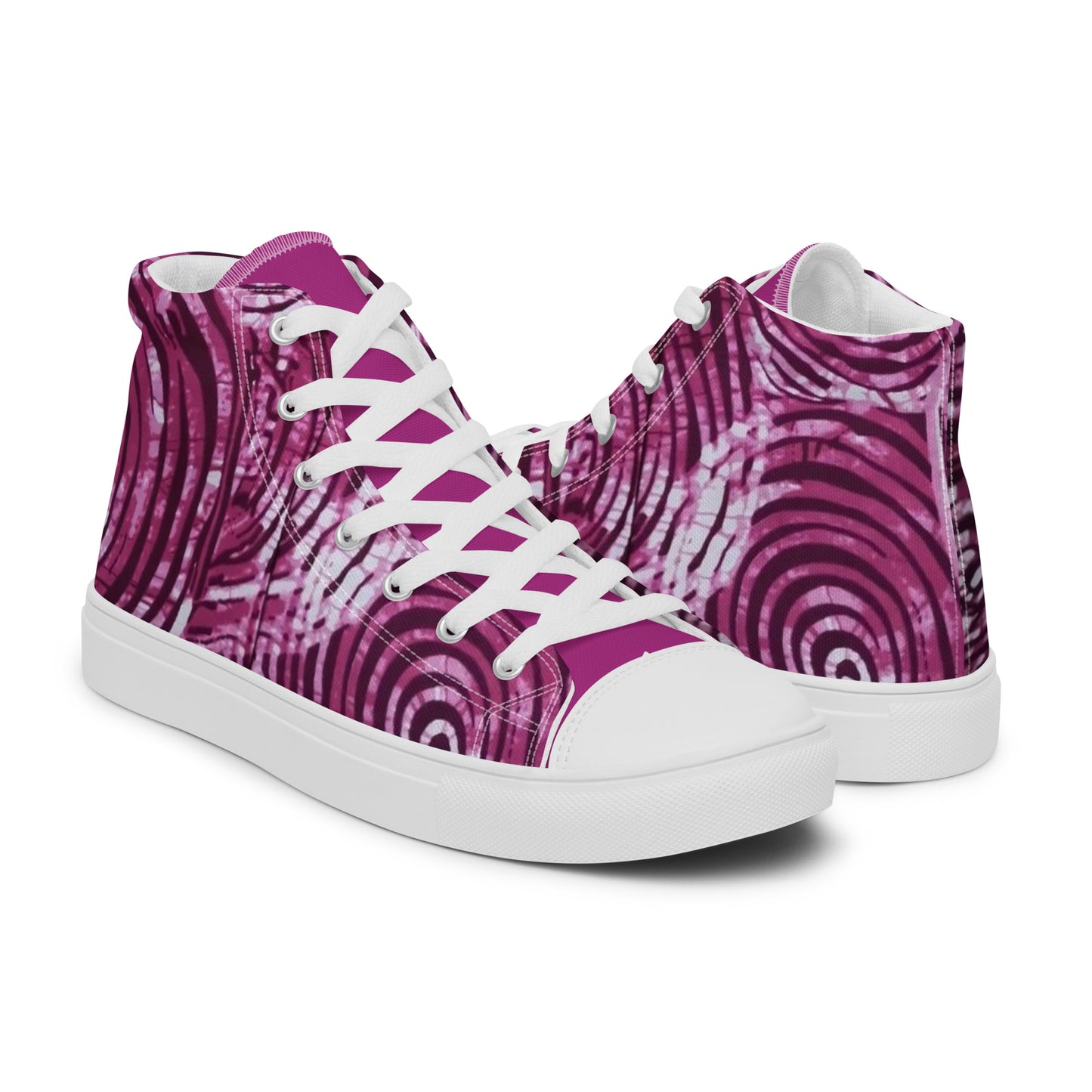 Pink Swirl Adire Women’s high top canvas shoes