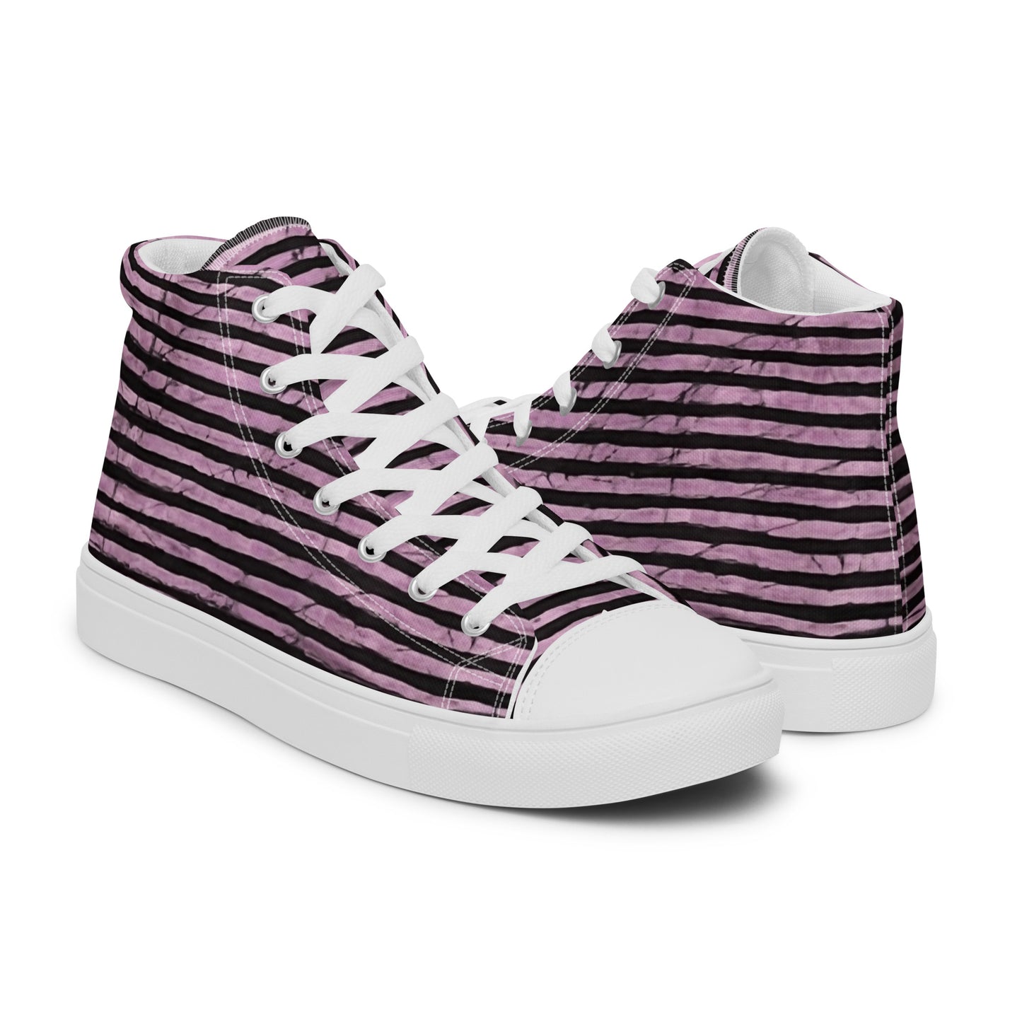 Pink Stripe Adire Women’s high top canvas shoes