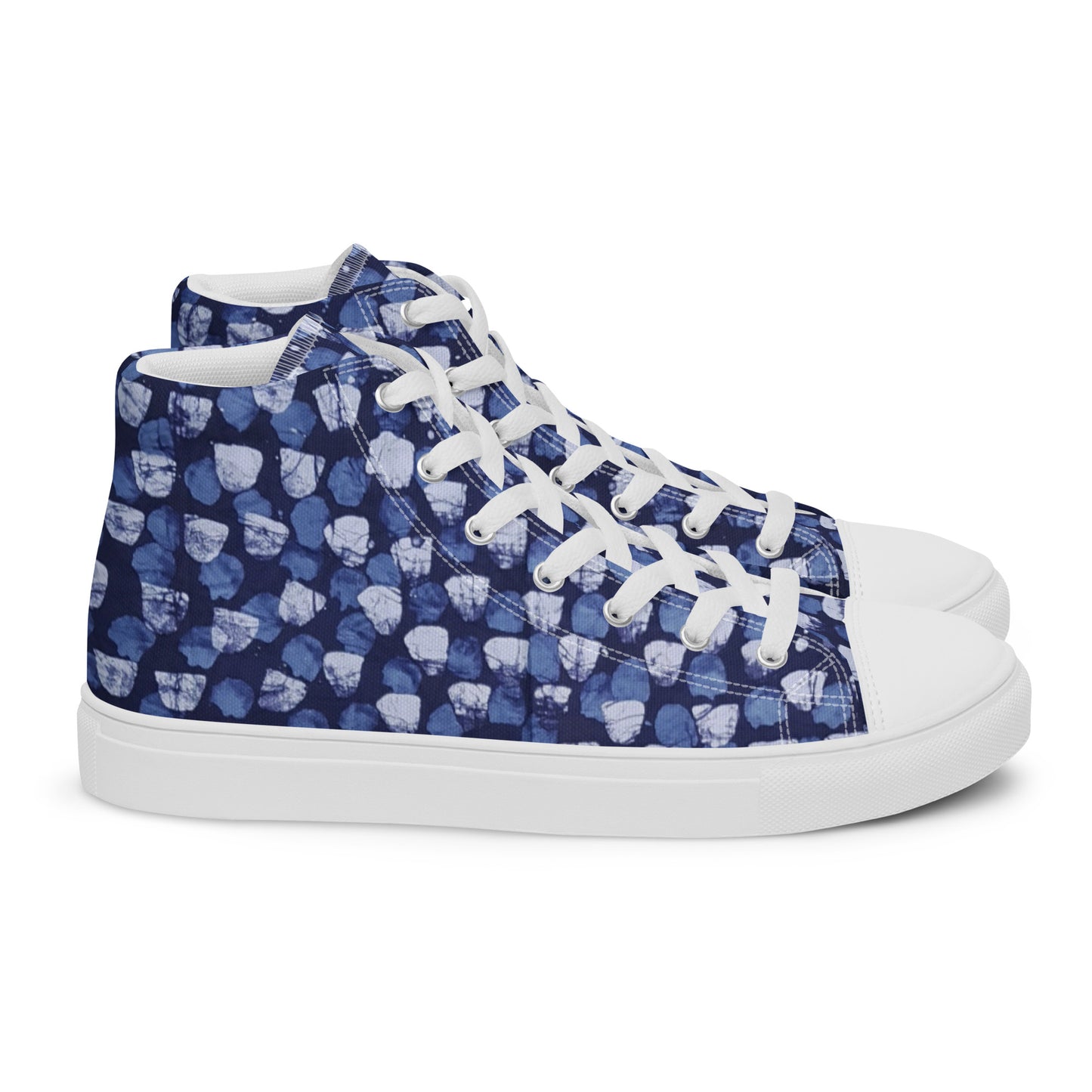 Blue Dotted Women’s high top canvas shoes