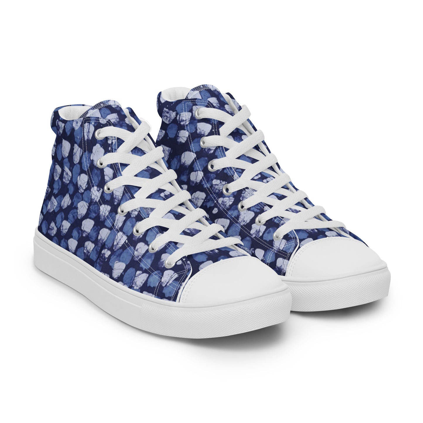 Blue Dotted Women’s high top canvas shoes