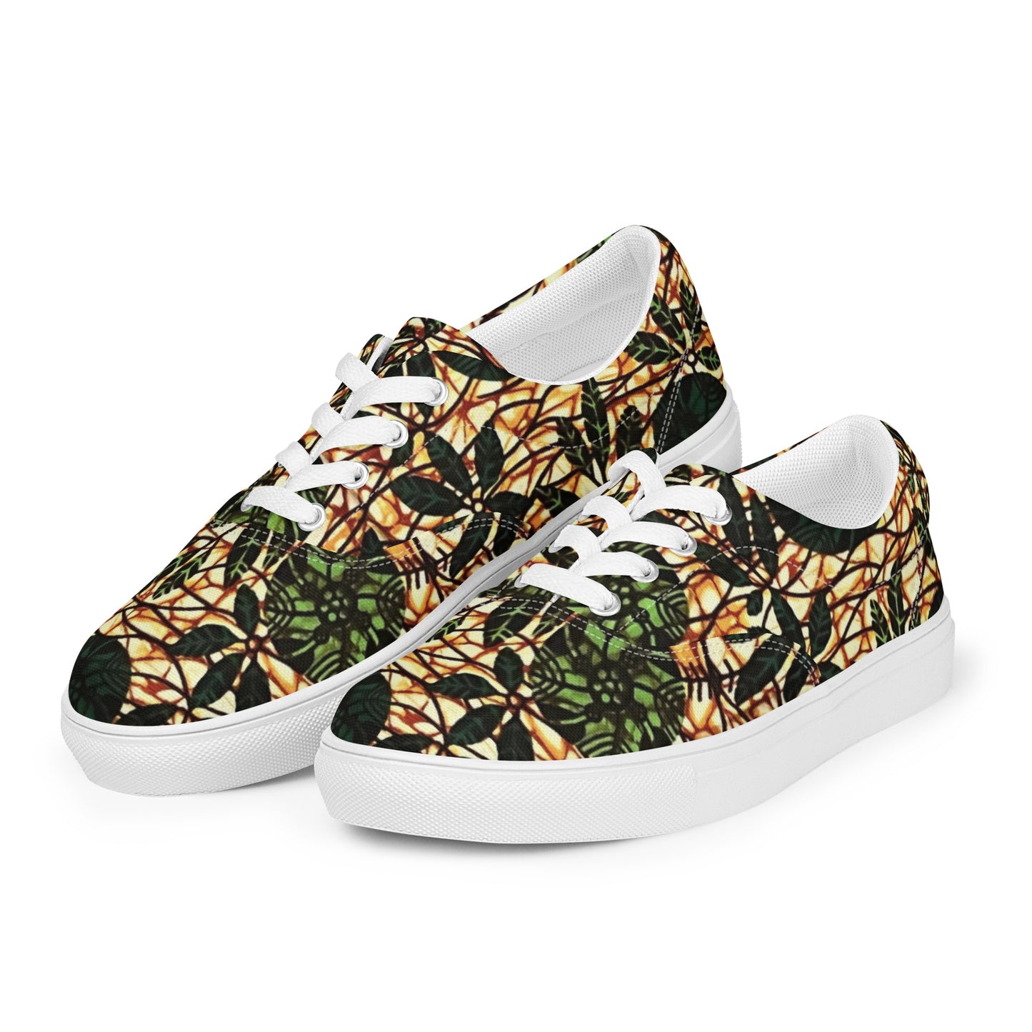 Green Leaf Wine Ankara Women’s lace-up canvas shoes