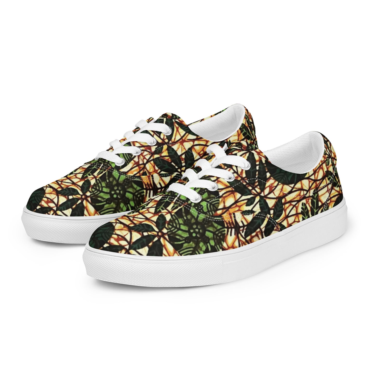 Green Leaf Wine Ankara Women’s lace-up canvas shoes