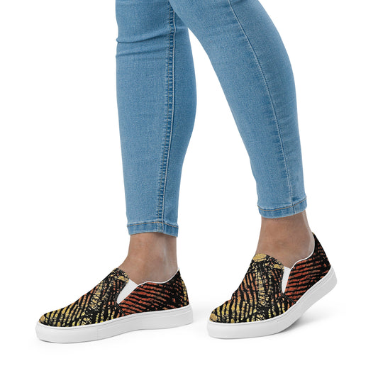 Yellow Orange Aztec Ankara Women’s slip-on canvas shoes