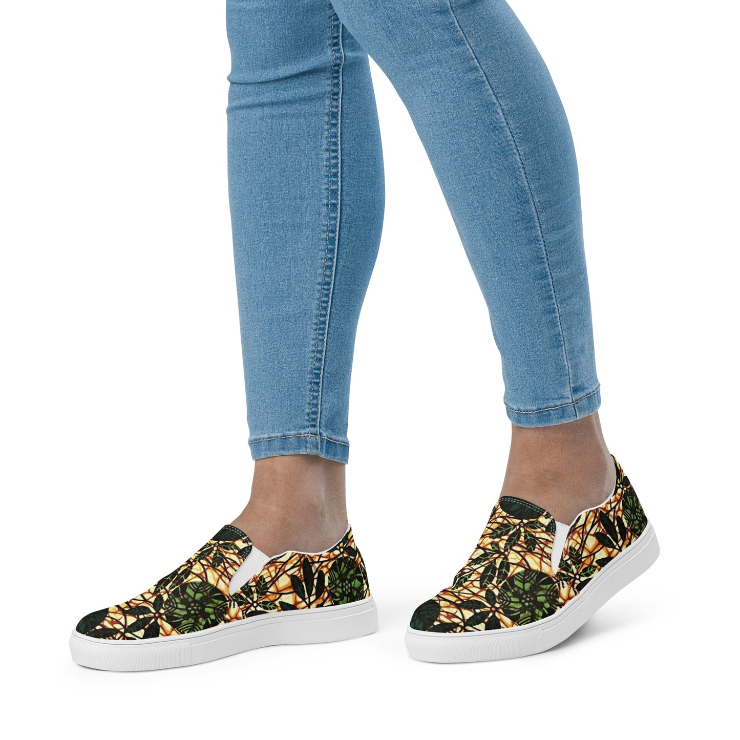 Green Leaf Wine Ankara Women’s slip-on canvas shoes