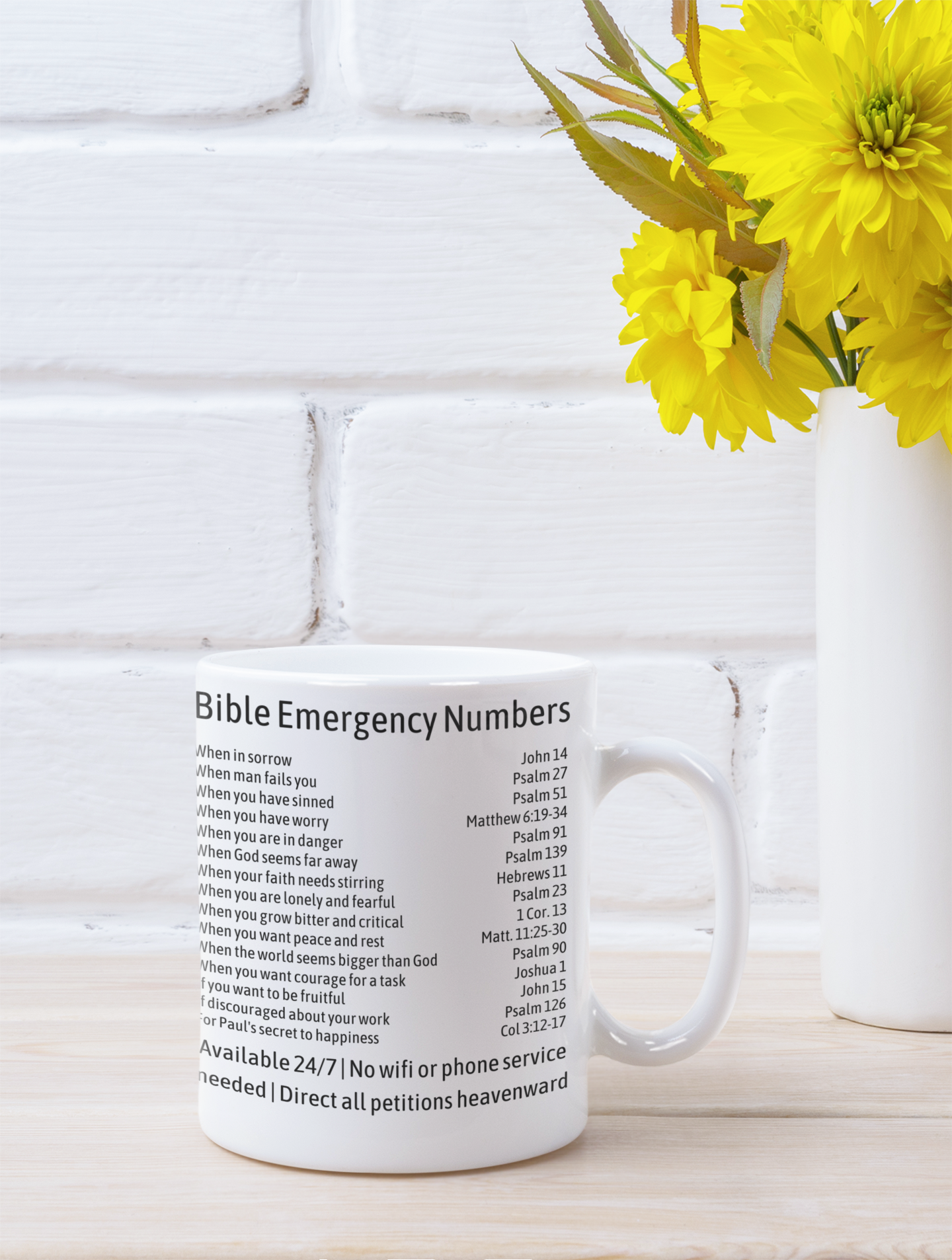 Unique Religious Gifts - Bible Emergency Numbers Coffee Mug