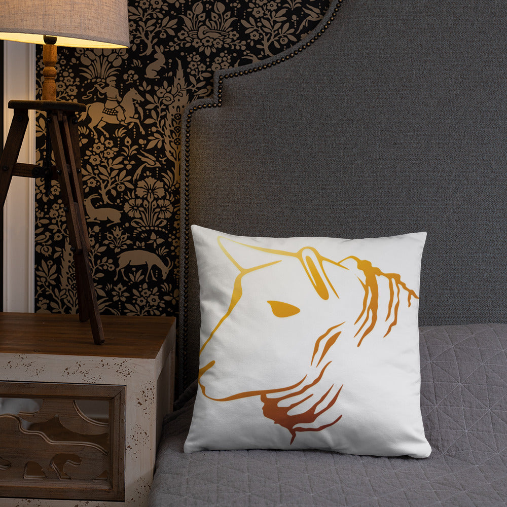 Sheep Head Print Pillow Gold