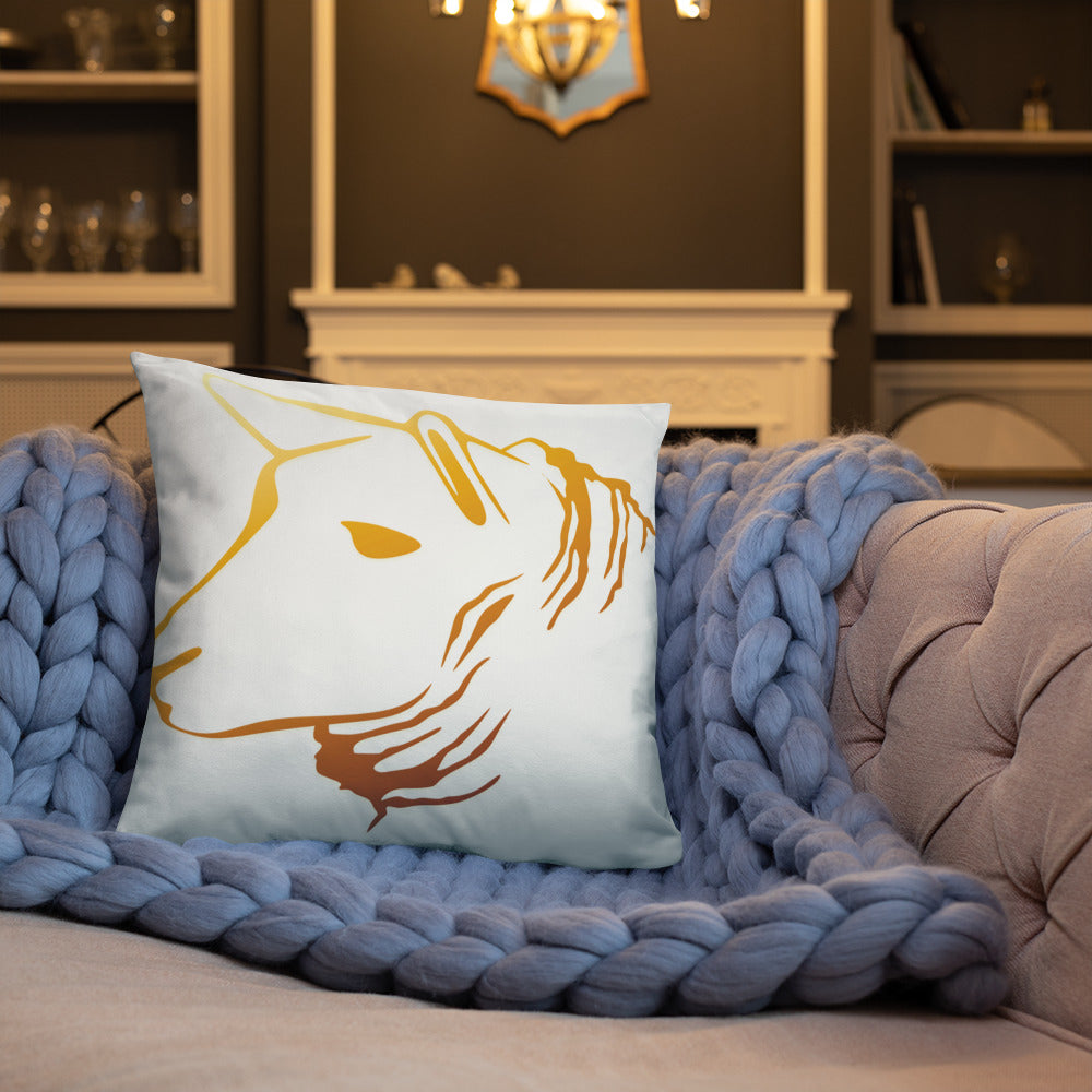 Sheep Head Print Pillow Gold