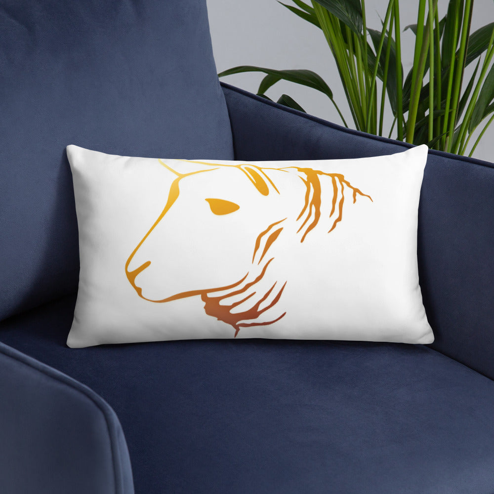 Sheep Head Print Pillow Gold