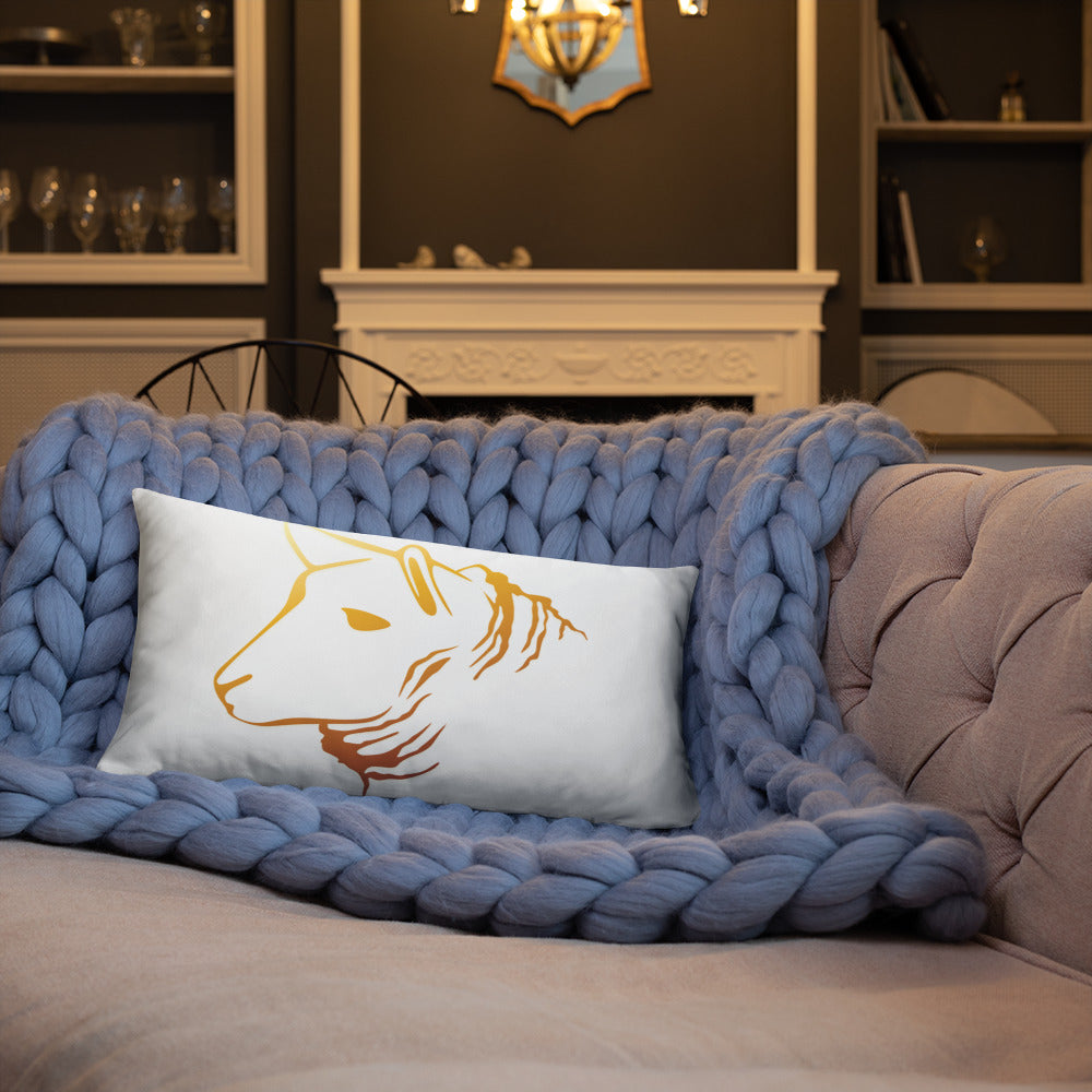 Sheep Head Print Pillow Gold