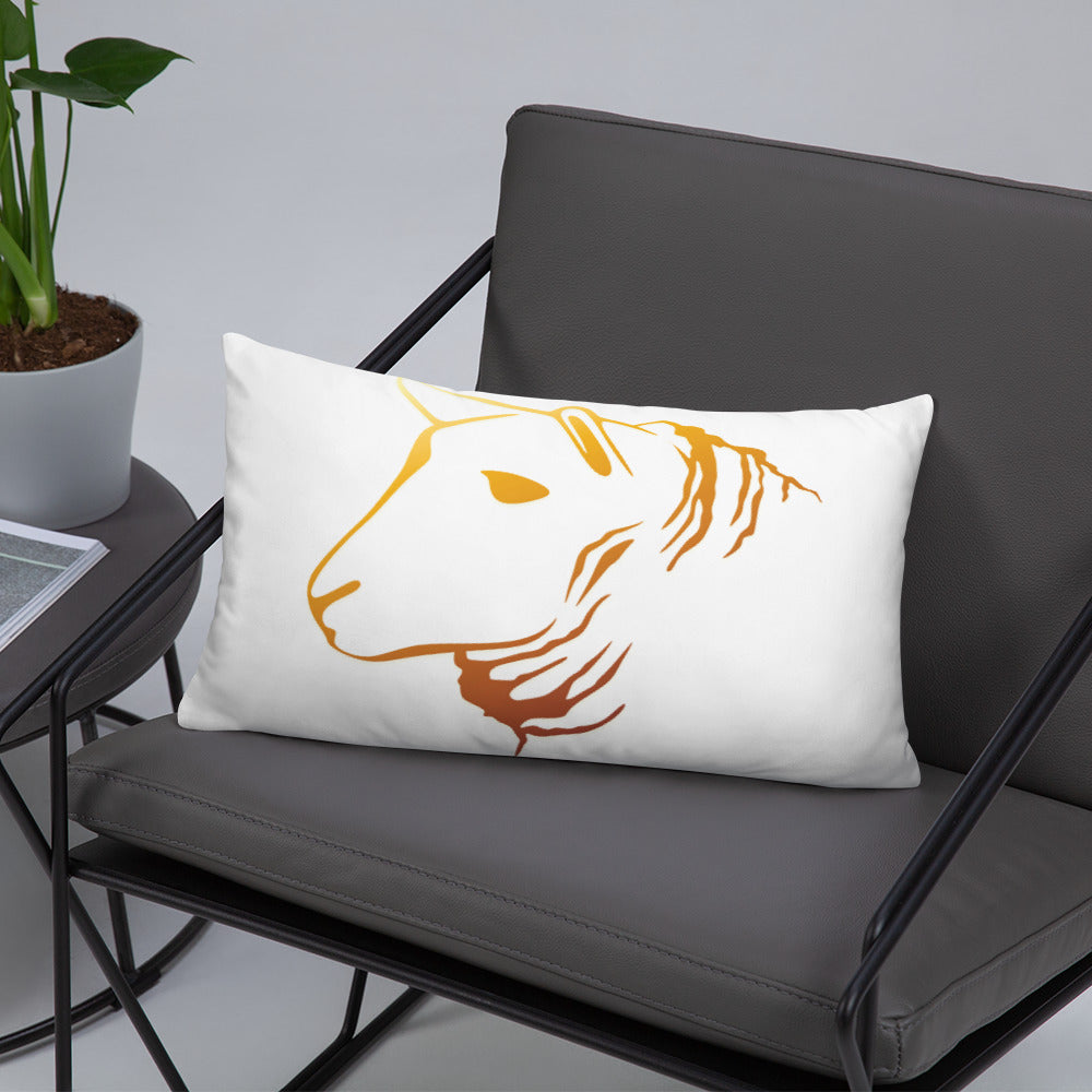 Sheep Head Print Pillow Gold