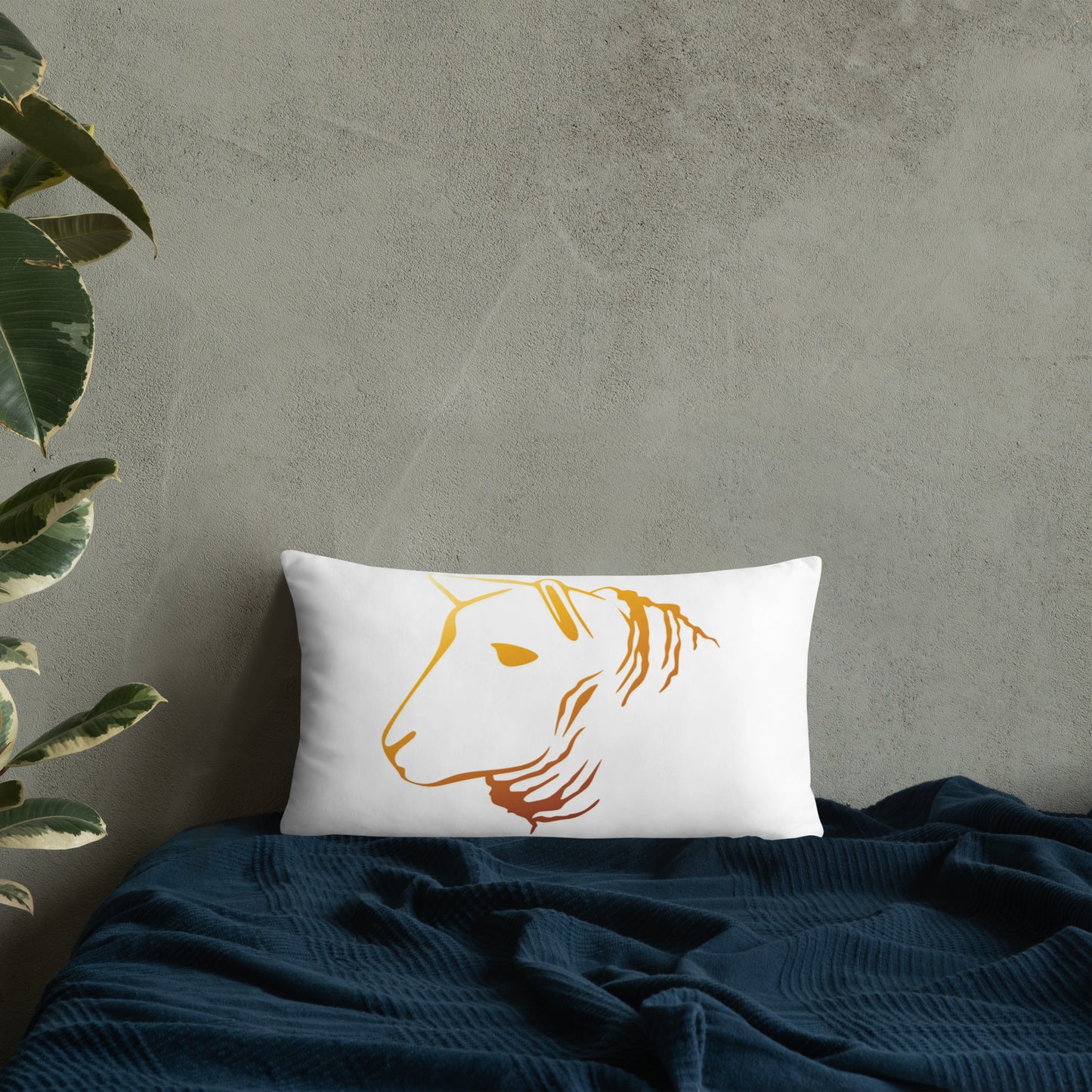 Sheep Head Print Pillow Gold