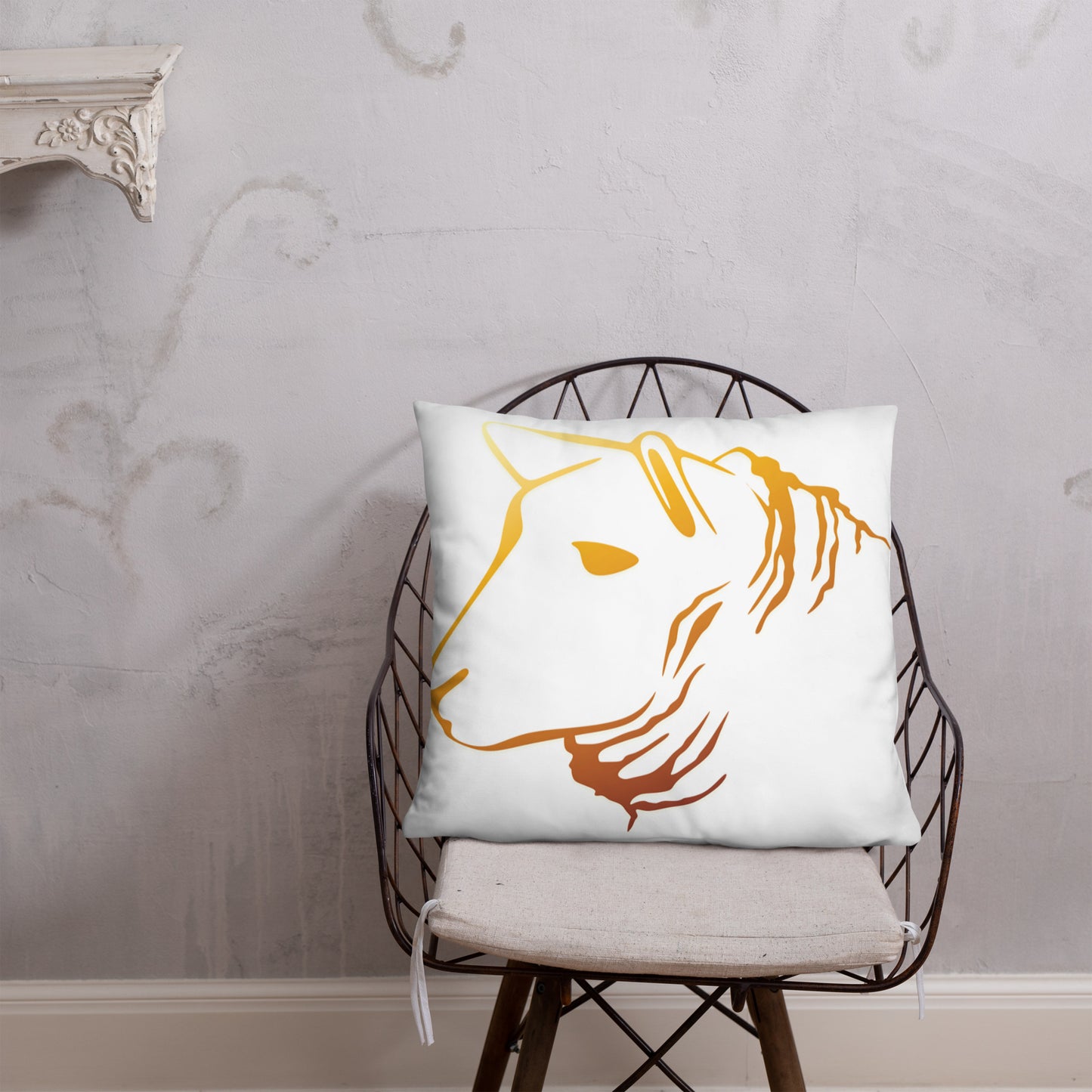 Sheep Head Print Pillow Gold