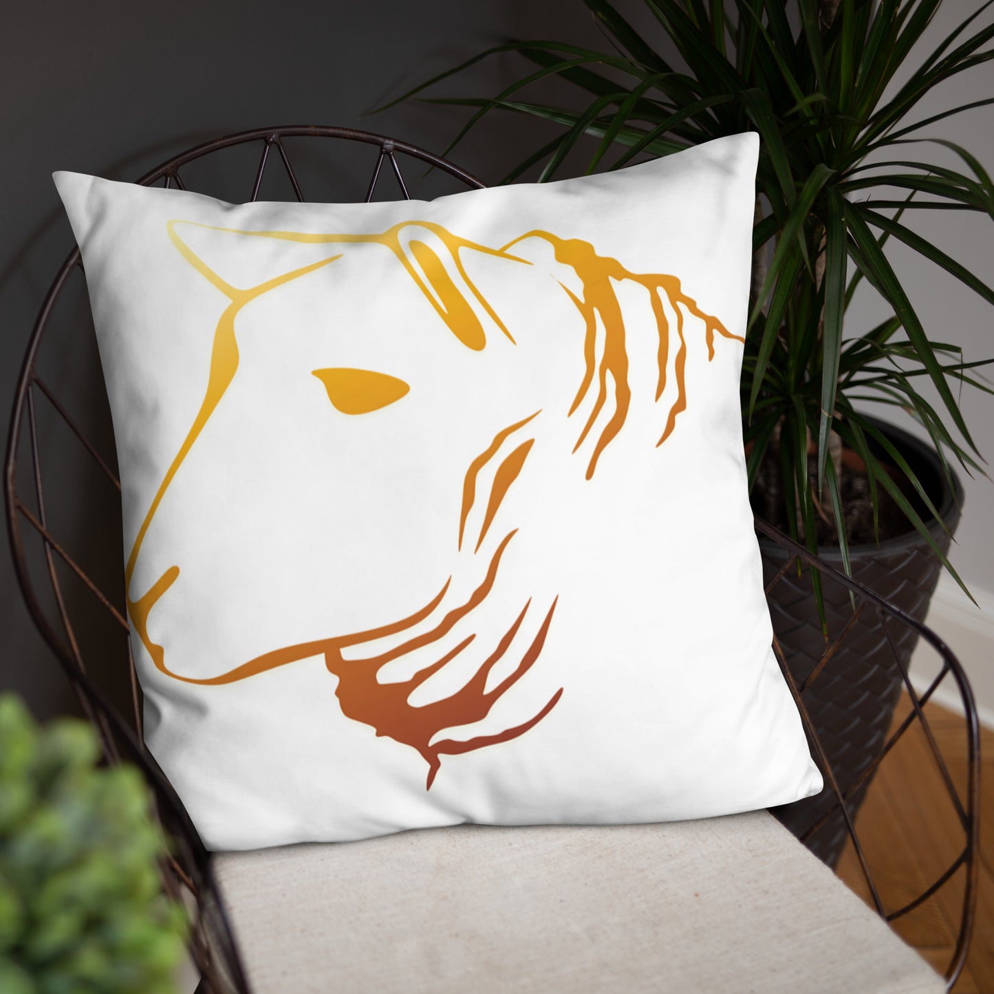 Sheep Head Print Pillow Gold