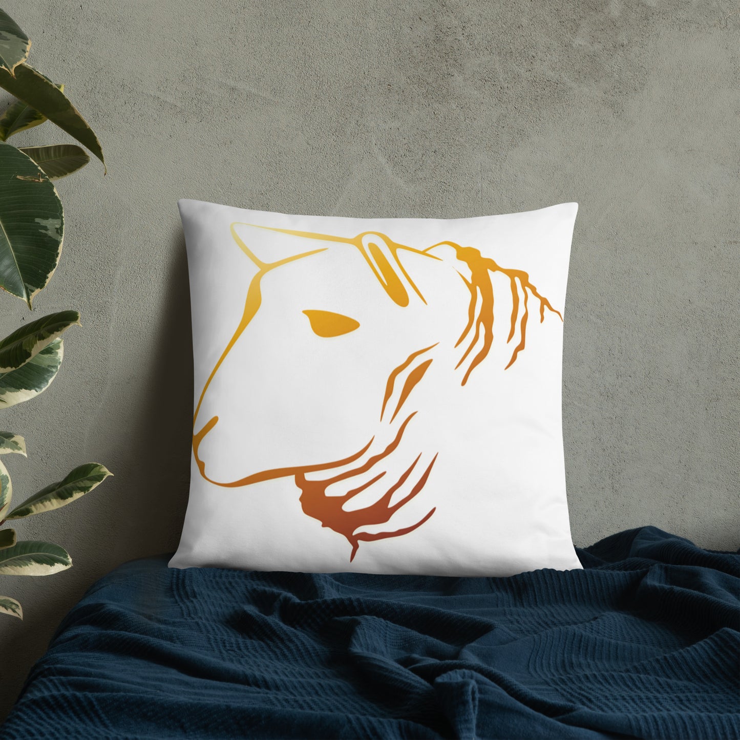 Sheep Head Print Pillow Gold