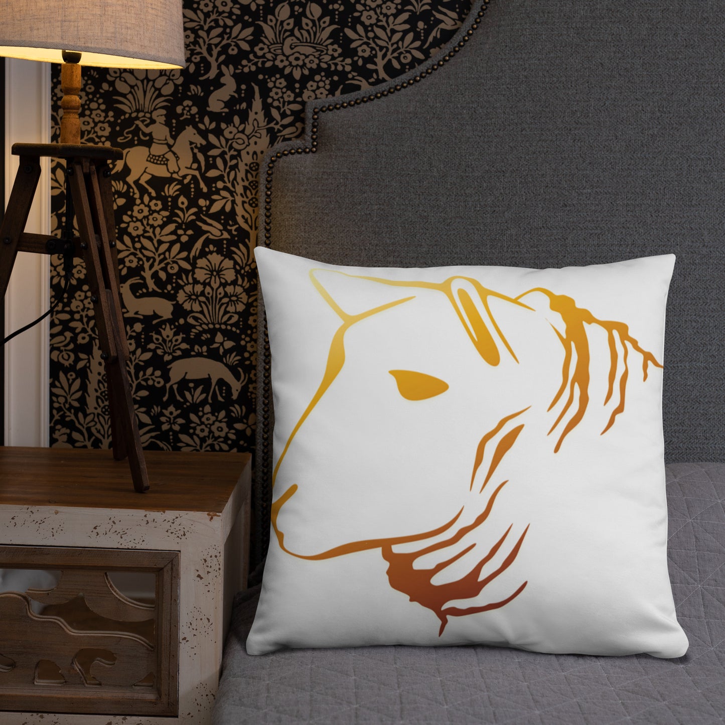 Sheep Head Print Pillow Gold