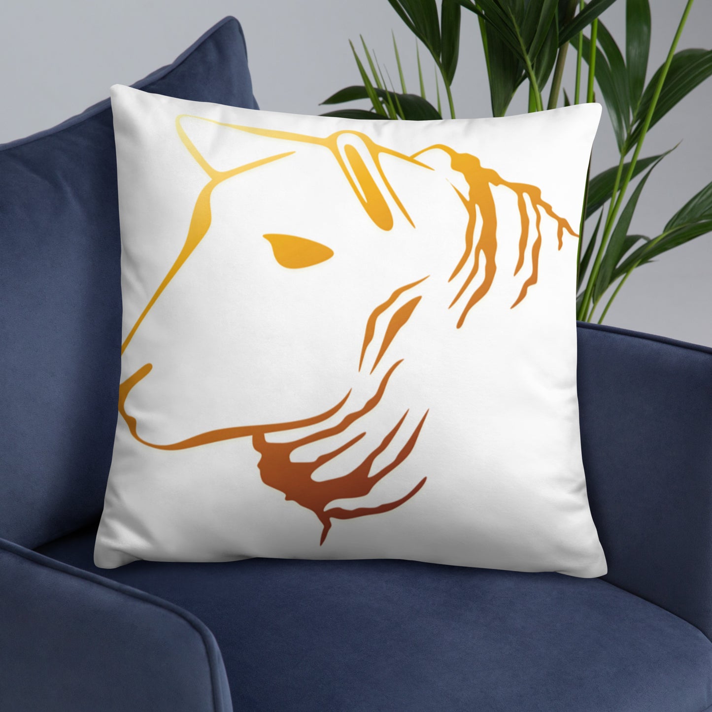 Sheep Head Print Pillow Gold