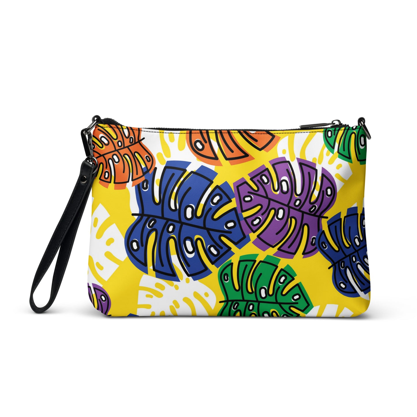 Yellow Leaf Print Crossbody Bag