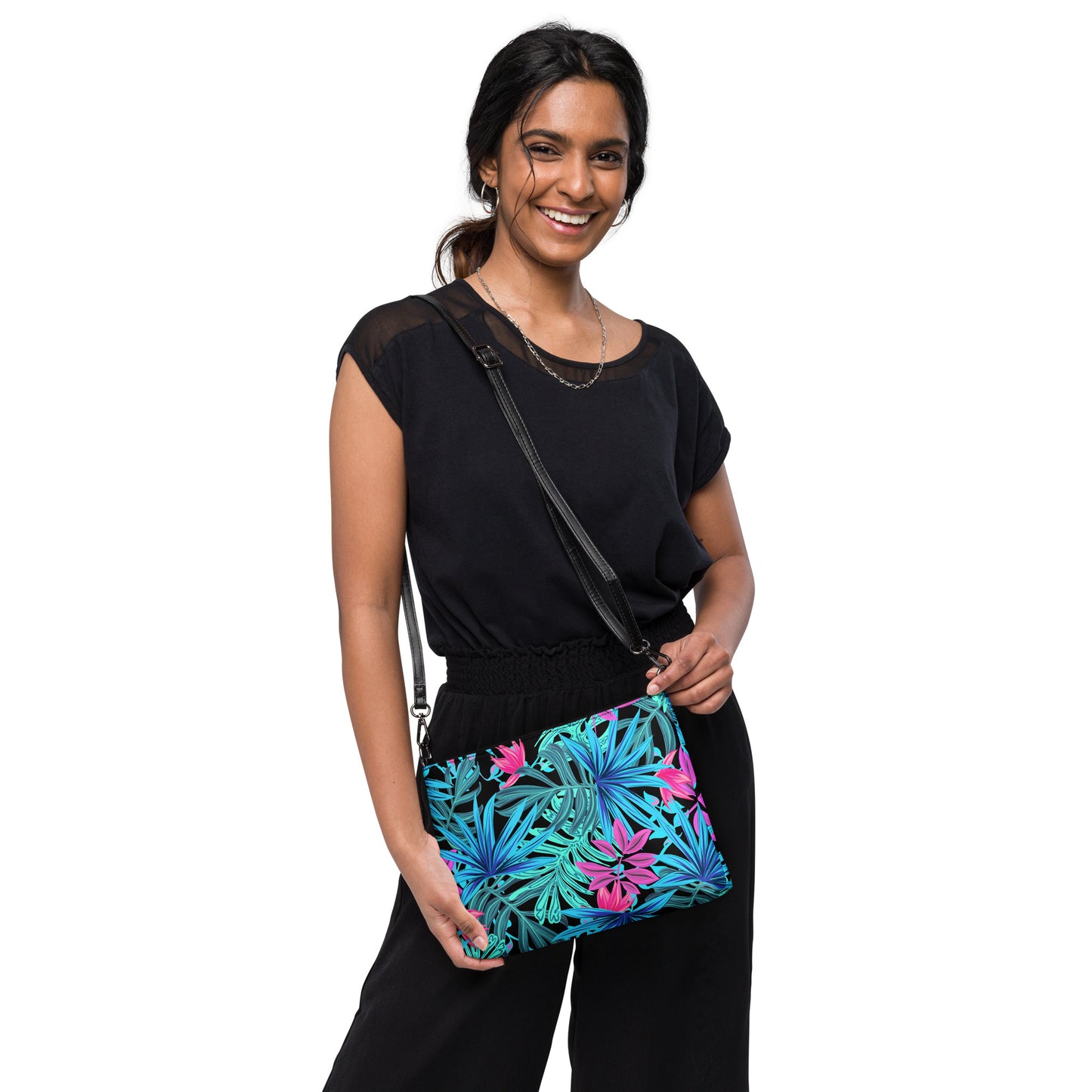 Aqua Leaf Crossbody Bag