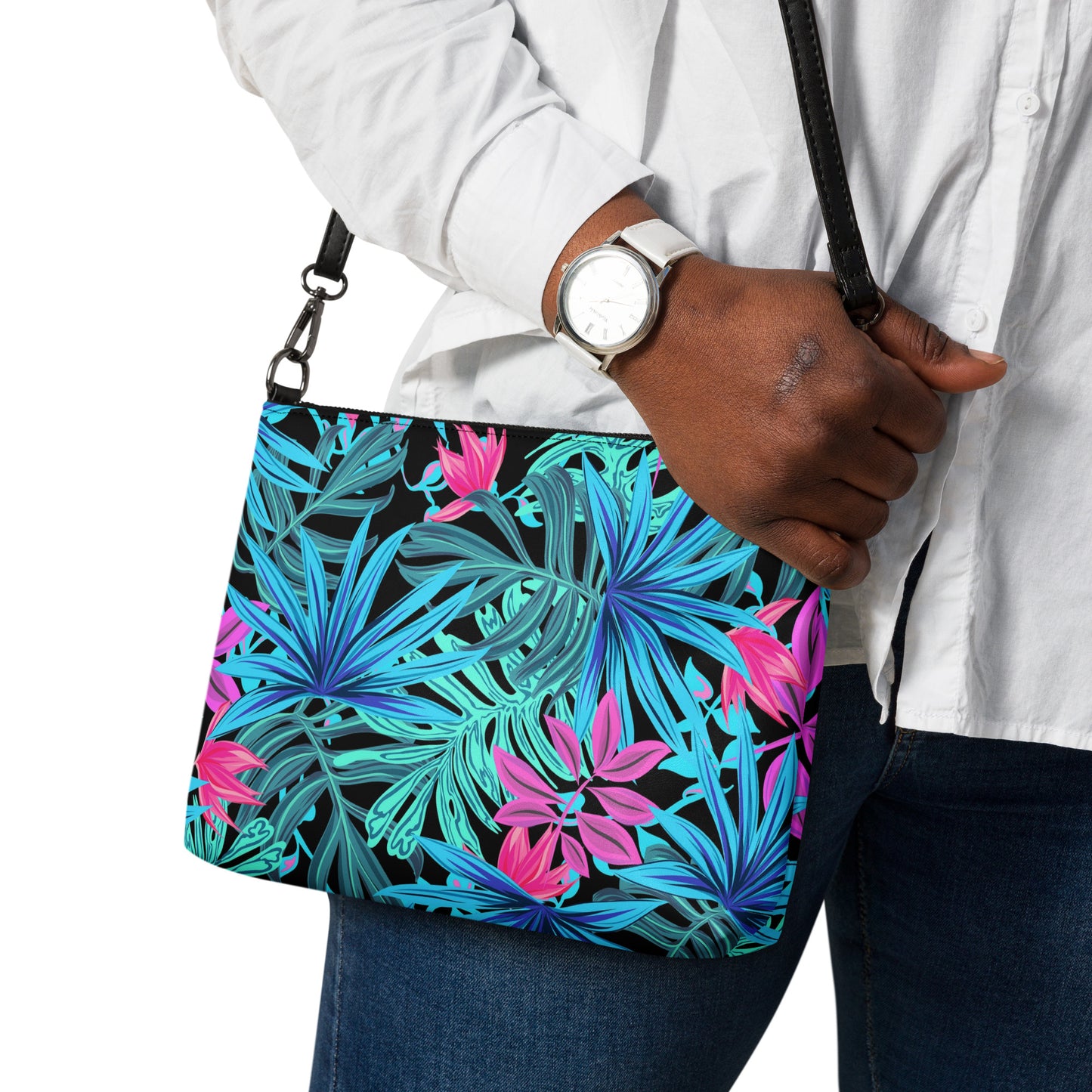 Aqua Leaf Crossbody Bag