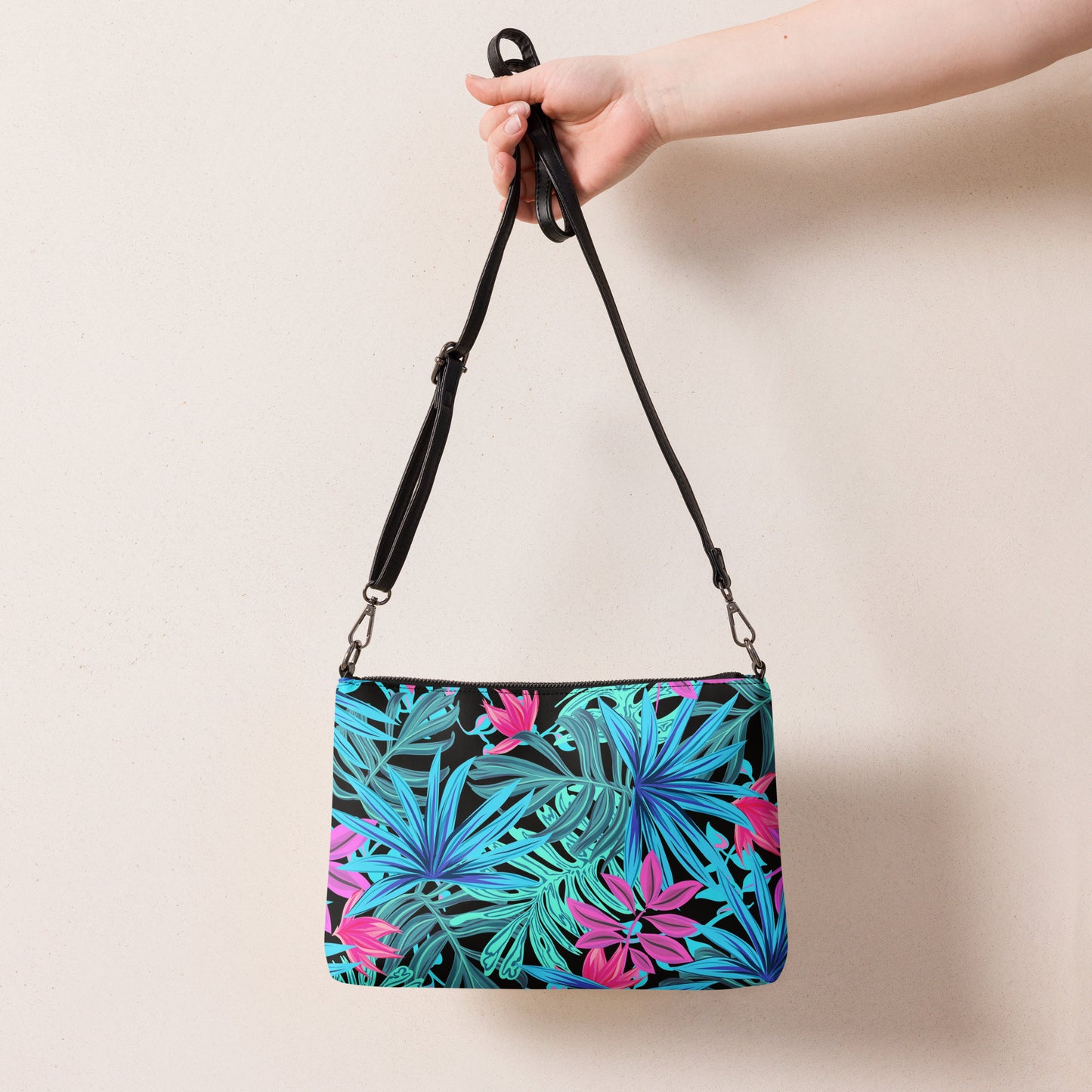 Aqua Leaf Crossbody Bag