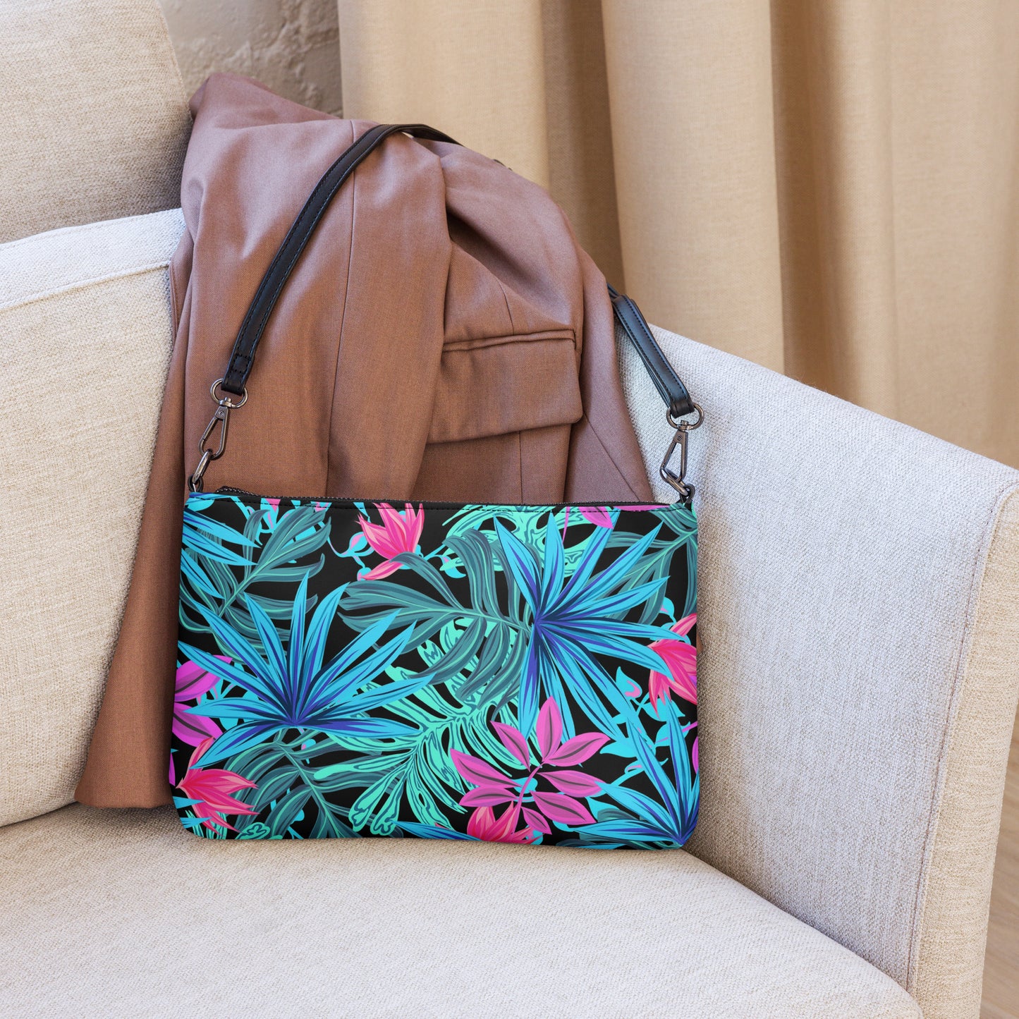 Aqua Leaf Crossbody Bag