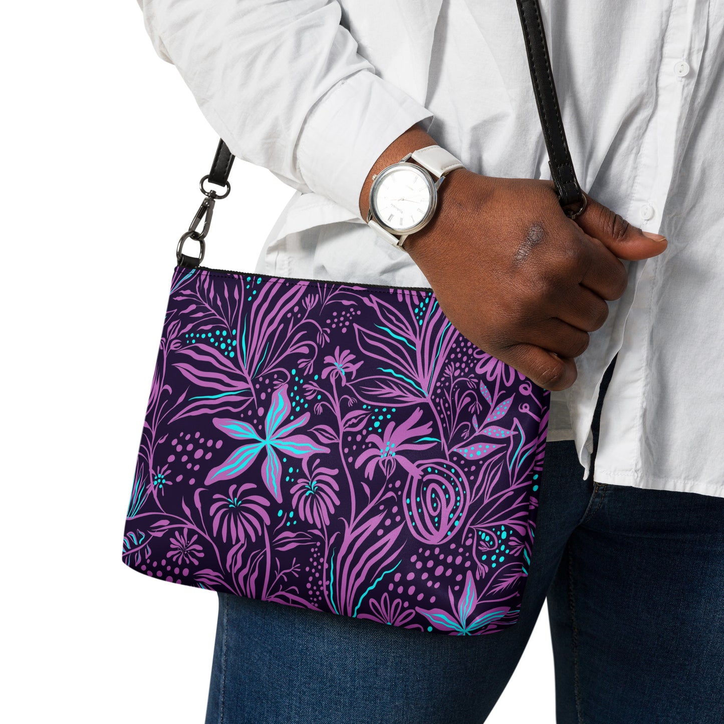 Purple Leaf Crossbody Bag