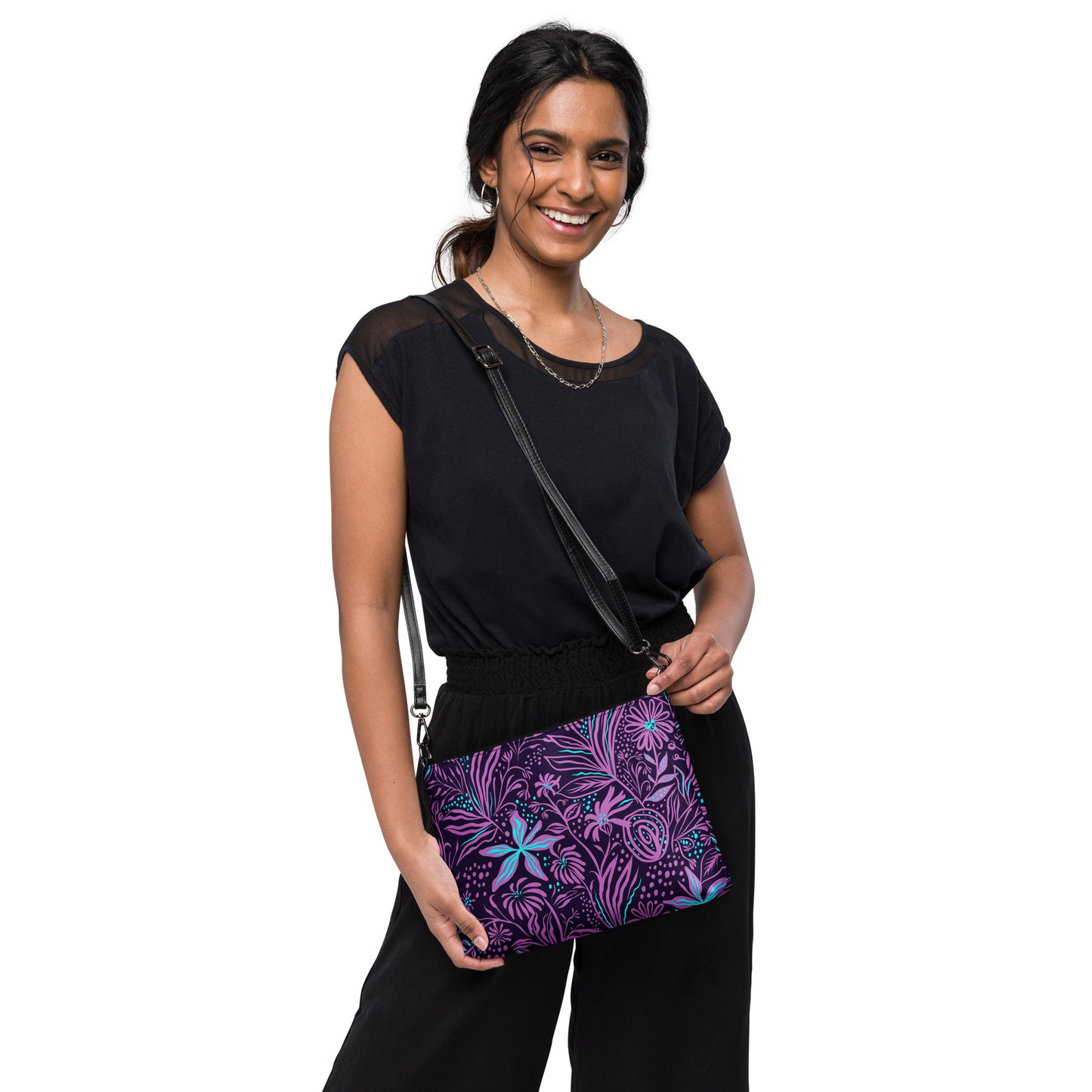 Purple Leaf Crossbody Bag