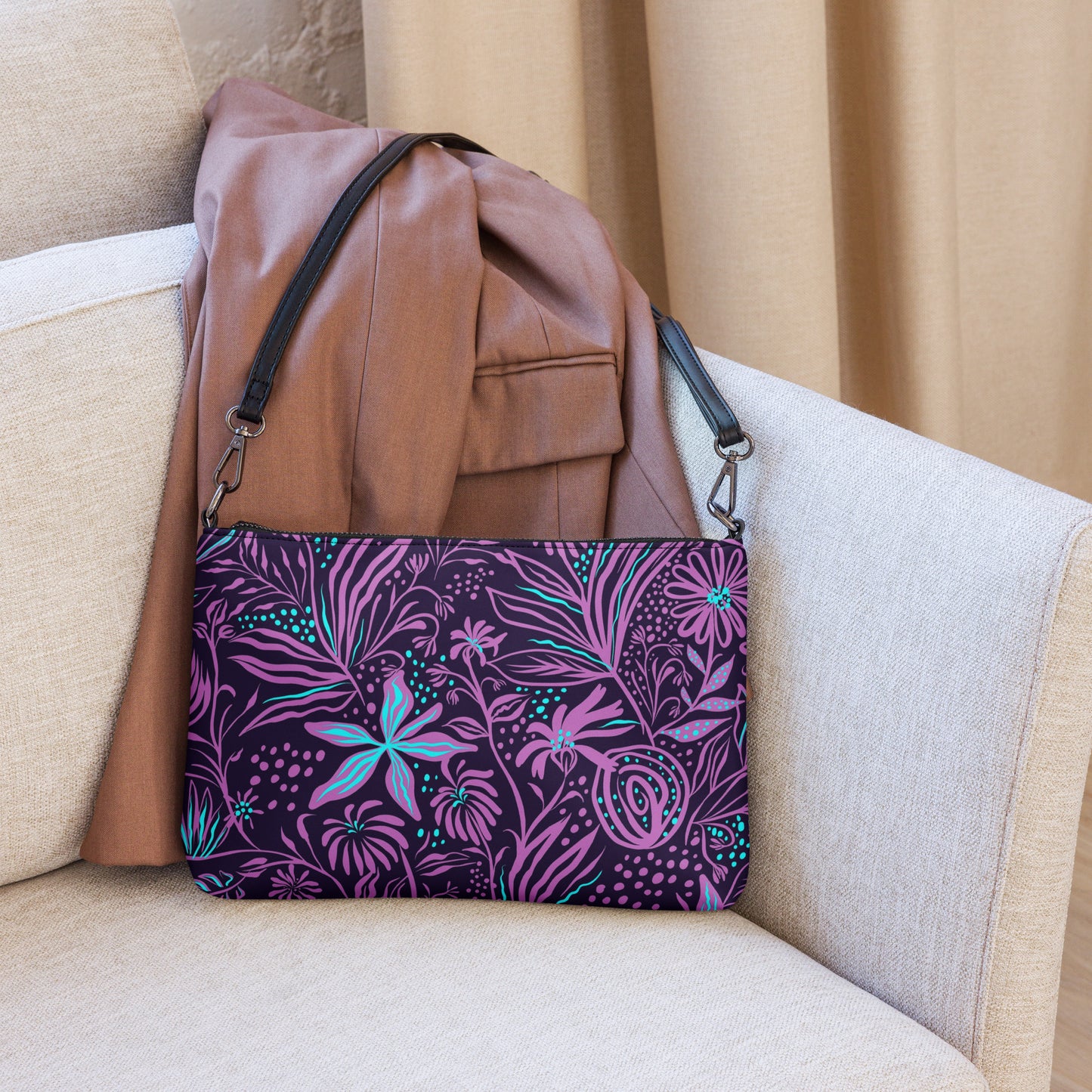 Purple Leaf Crossbody Bag