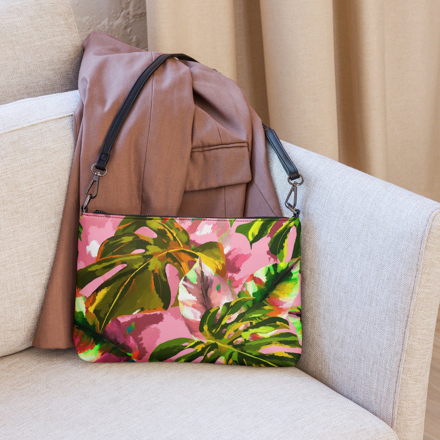 Pink Tropical Crossbody Bag