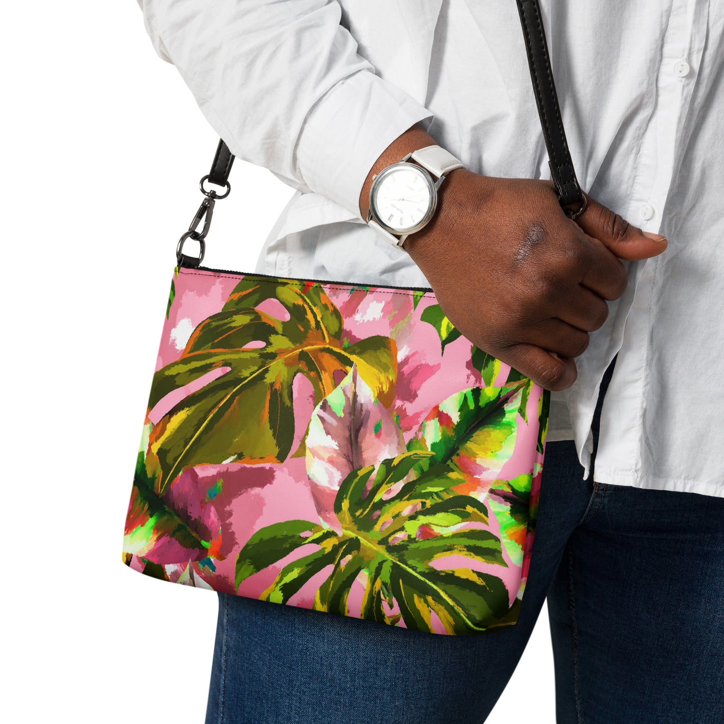 Pink Tropical Crossbody Bag