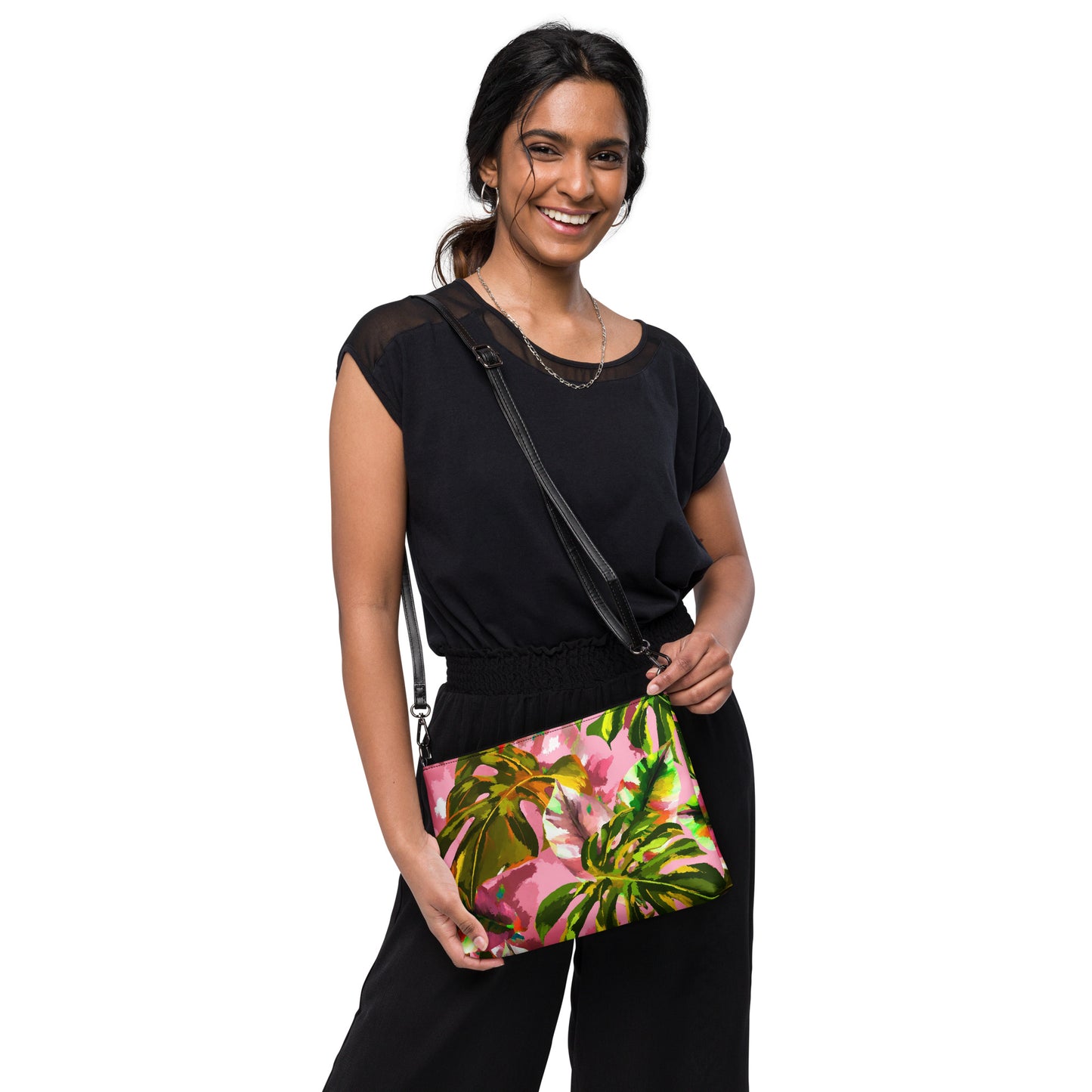 Pink Tropical Crossbody Bag