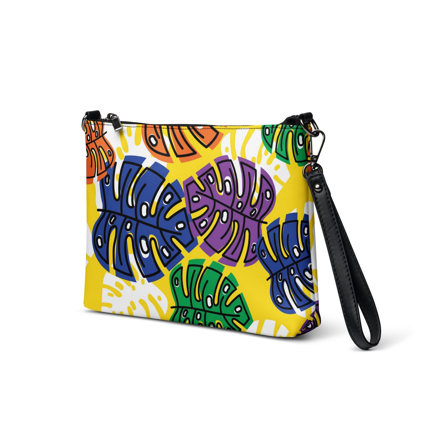 Yellow Leaf Print Crossbody Bag