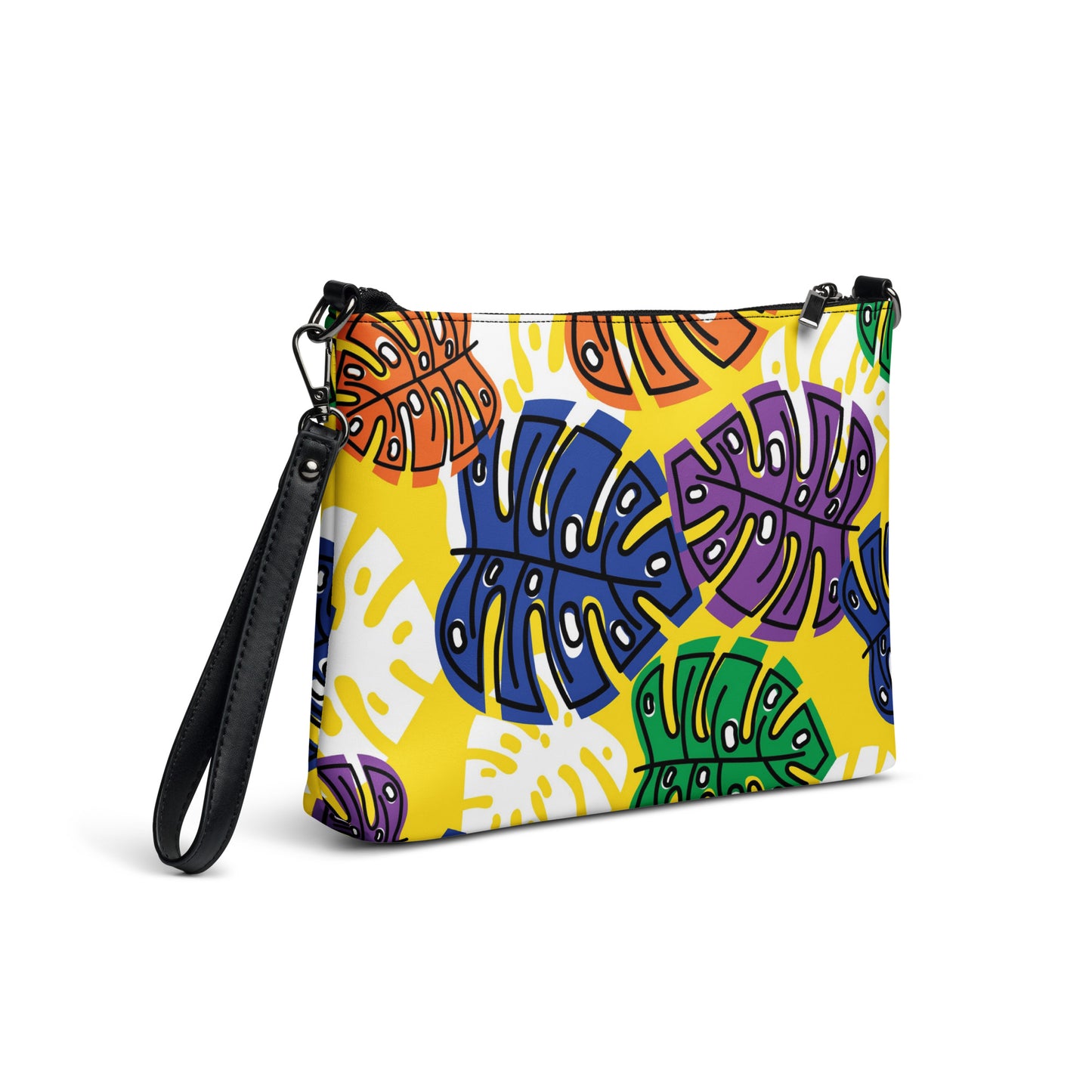 Yellow Leaf Print Crossbody Bag