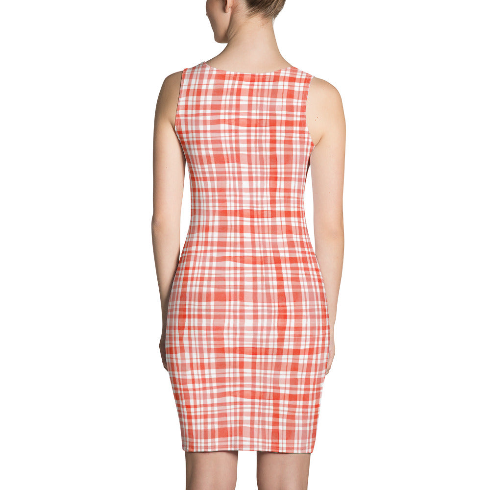 Red Gingham Bodycon Dress