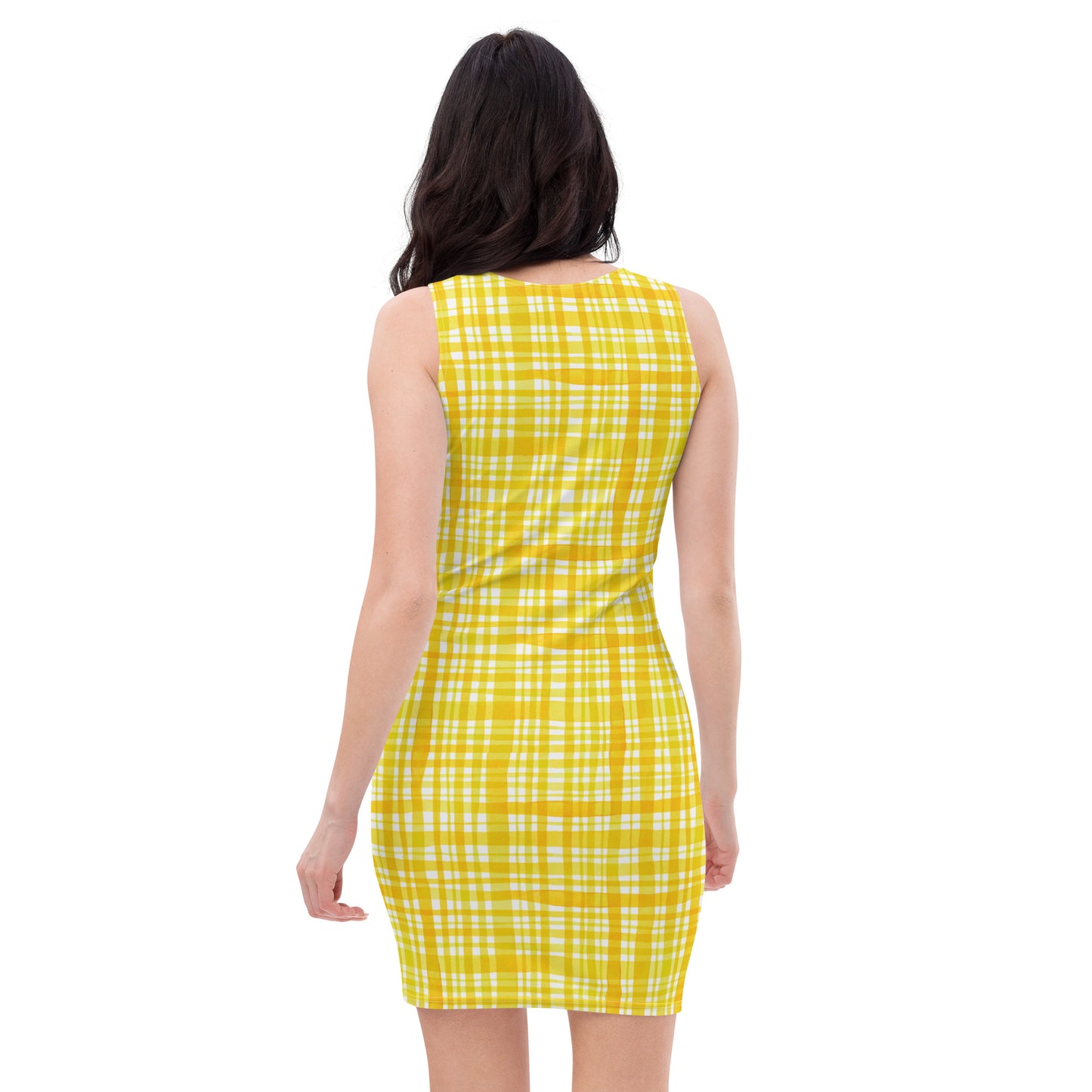 Yellow Gingham Bodycon Dress