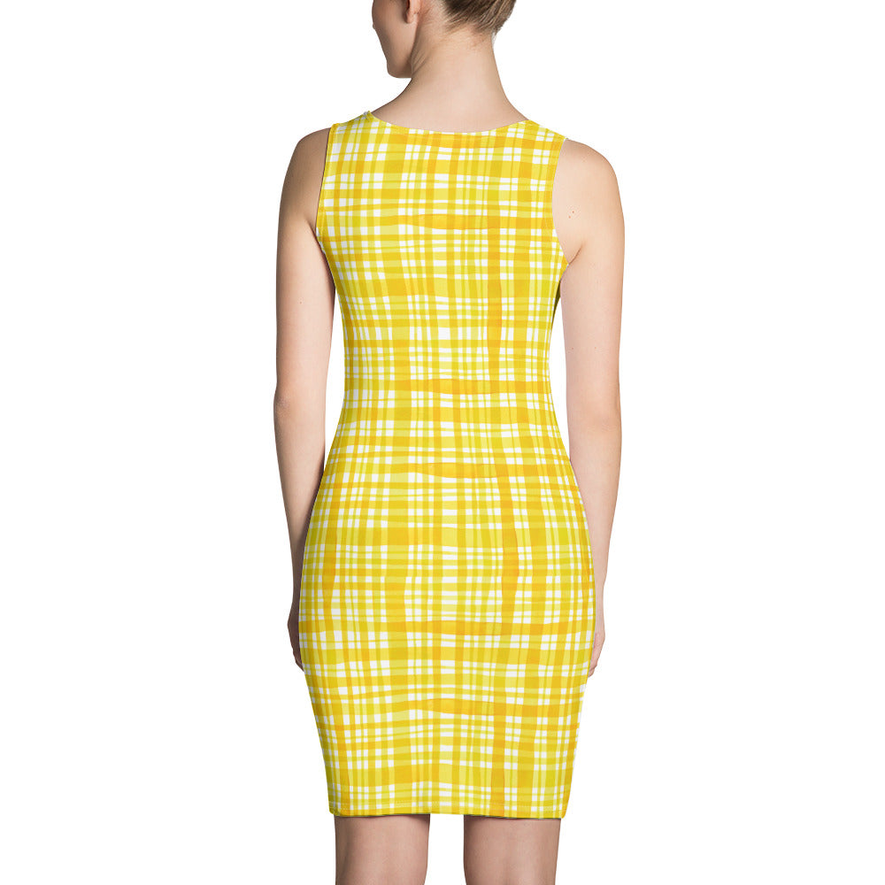 Yellow Gingham Bodycon Dress