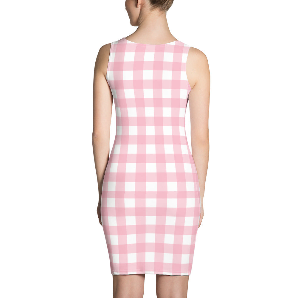 Pink Gingham Bodycon Dress