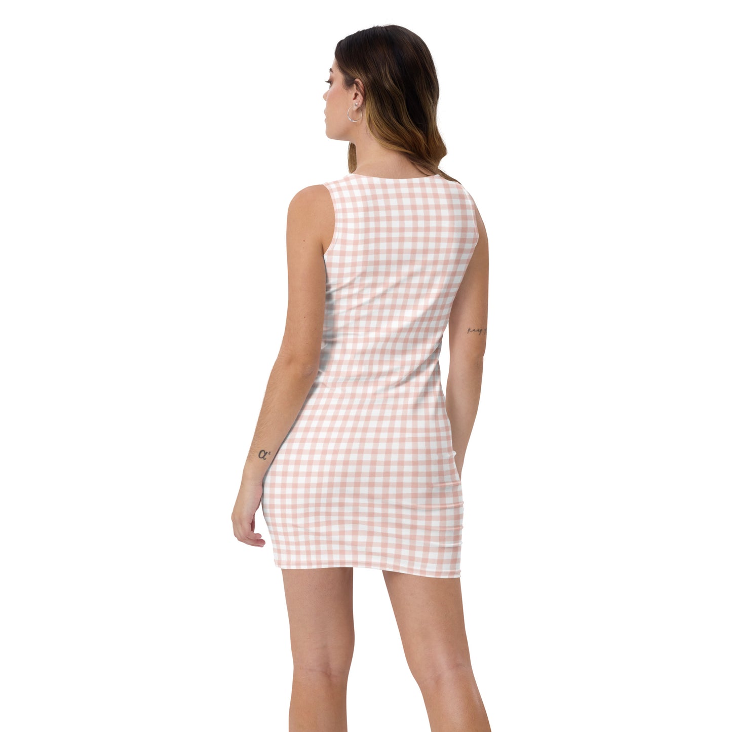 Light Pink Gingham Bodycon Dress