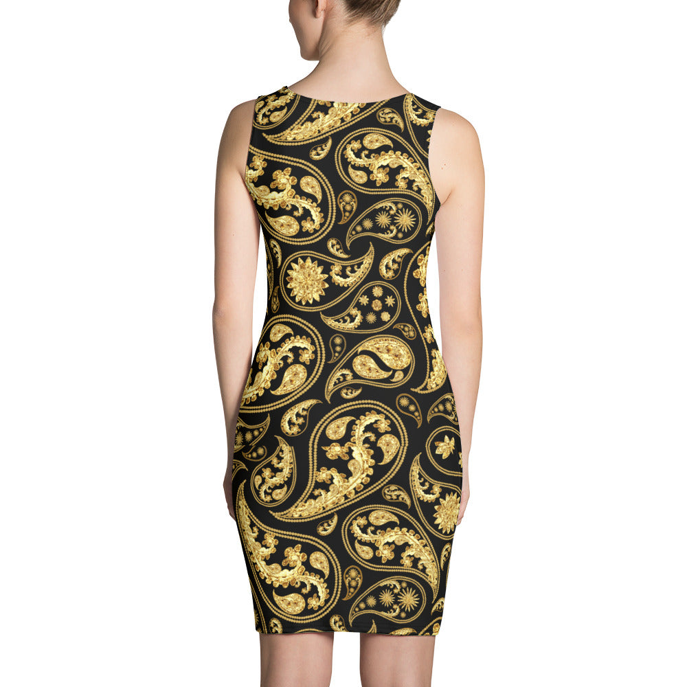 Black Paisley Bodycon Dress