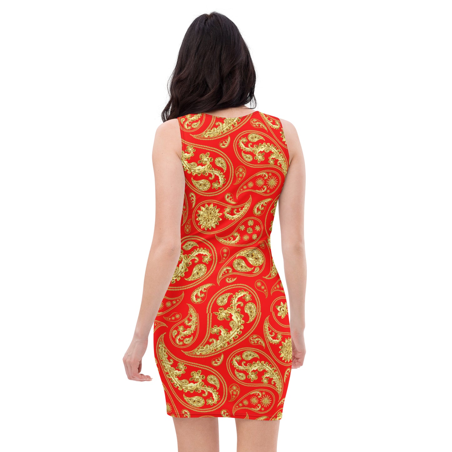 Red Paisley Bodycon Dress