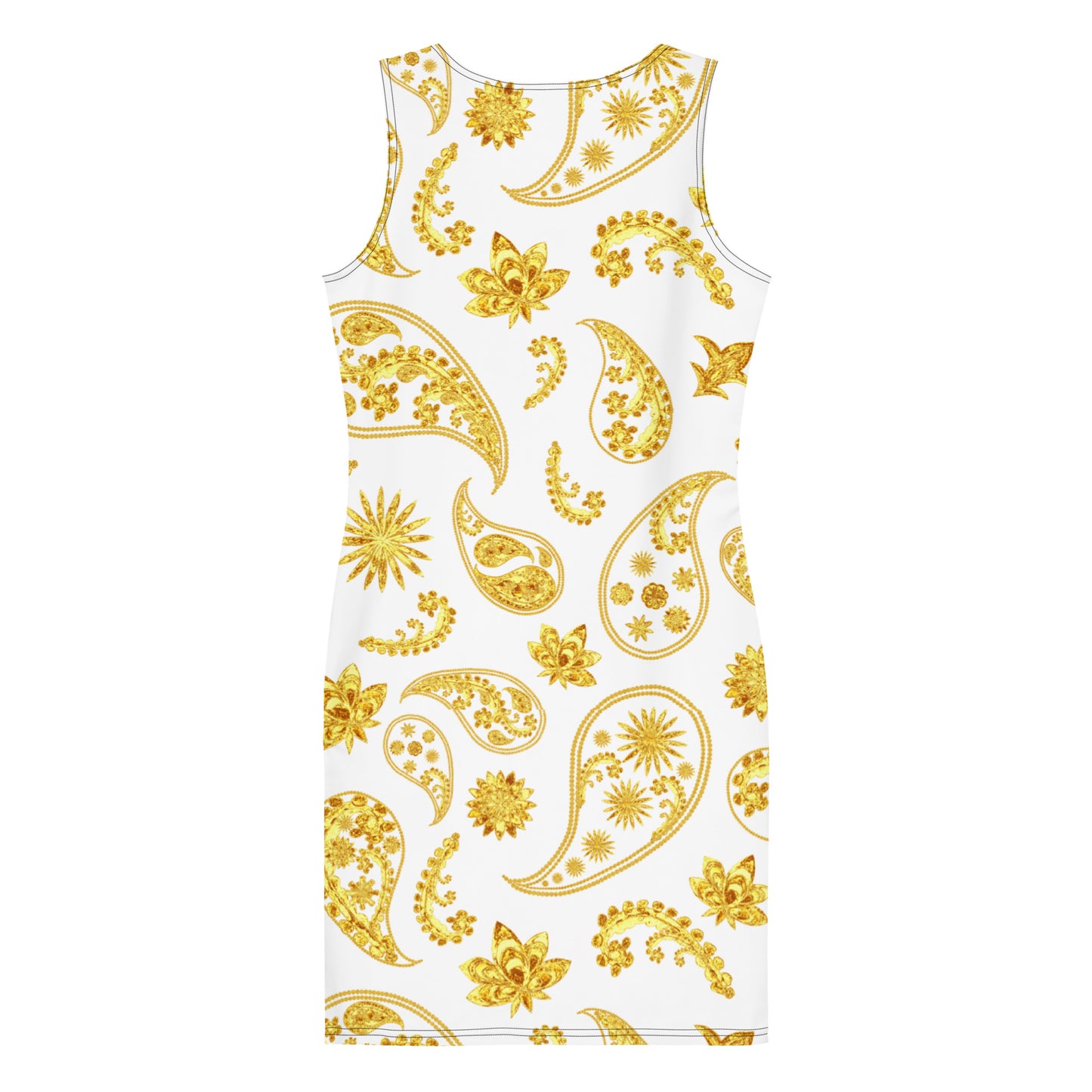 White Gold Paisley Bodycon Dress